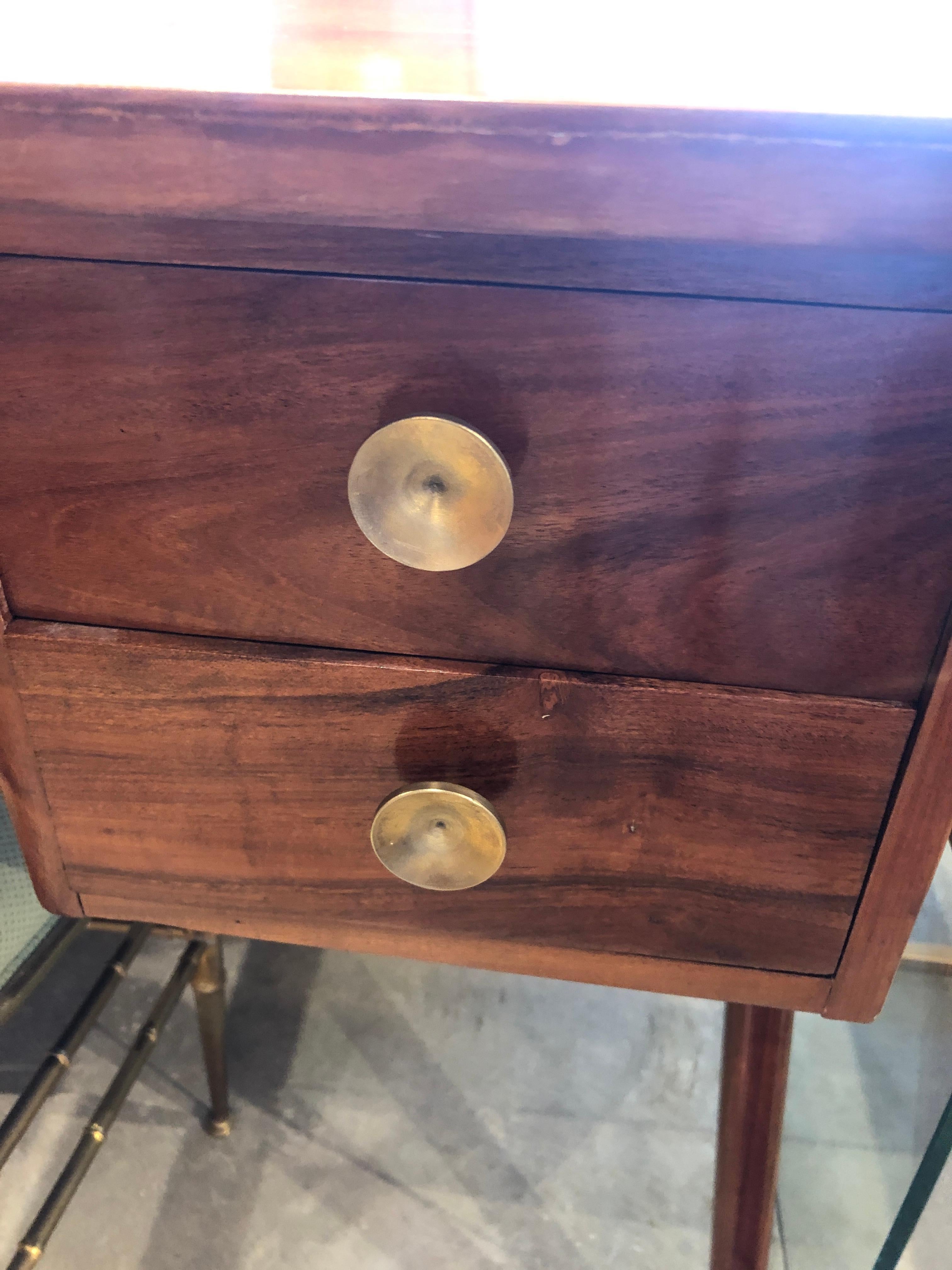 Argentine Mid-Century Modern Argentinian Writing Table or Desk with Brass Pulls