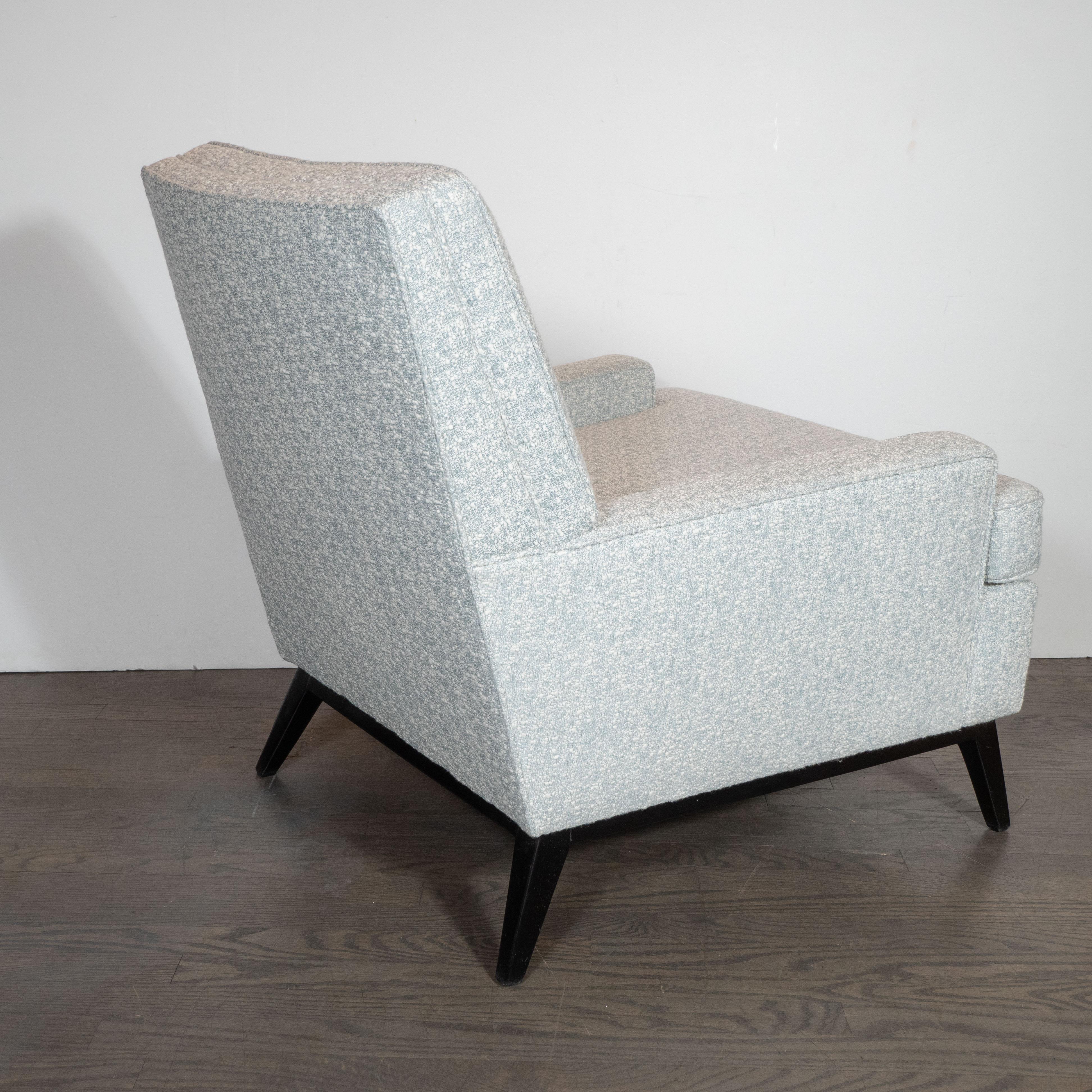 American Midcentury Modern Armchair and Ottoman in Sky Blue Upholstery by Paul McCobb