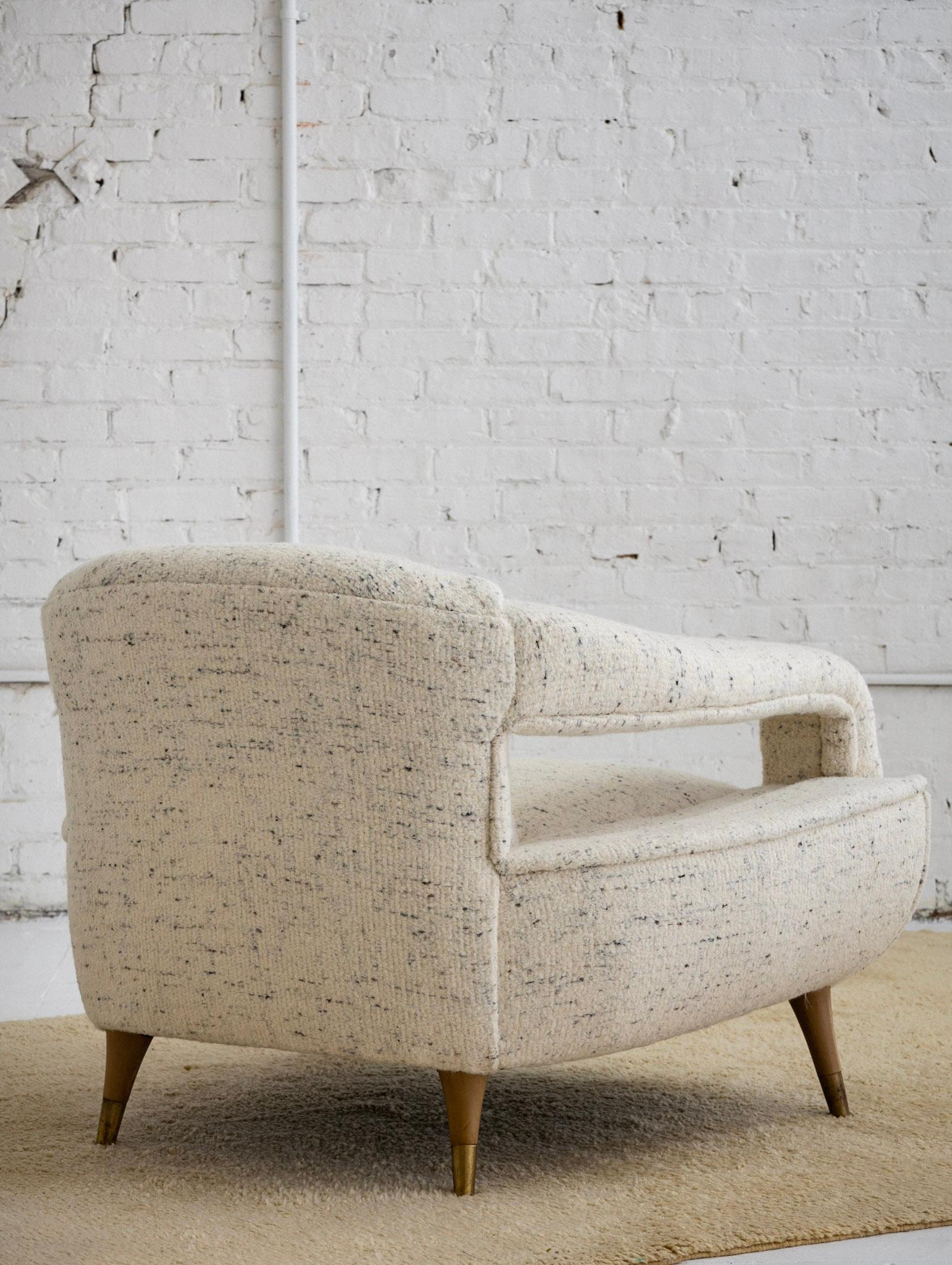 Mid-Century Modern Arm Chair in Textured Wool 1