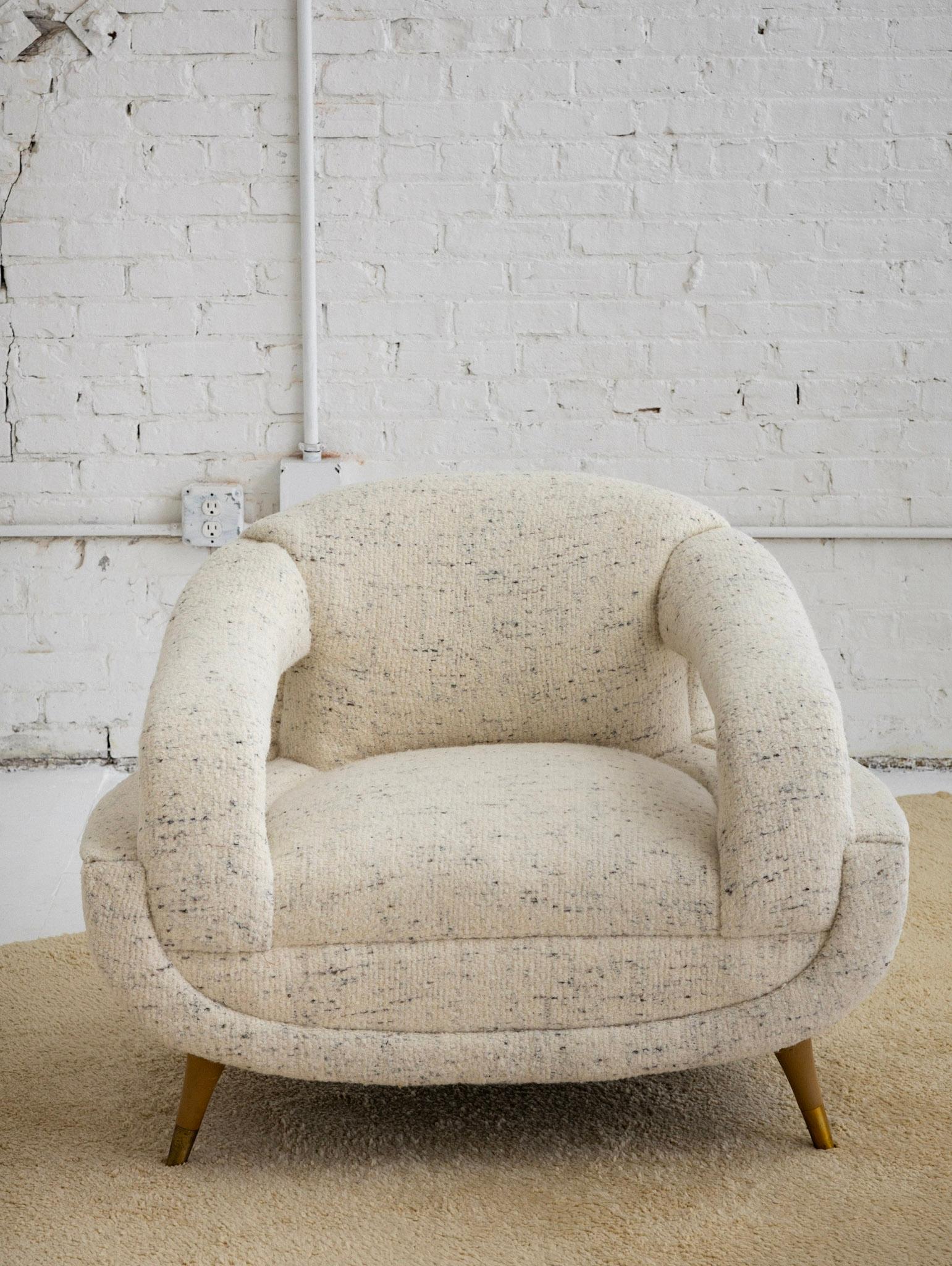 Mid-Century Modern Arm Chair in Textured Wool 3