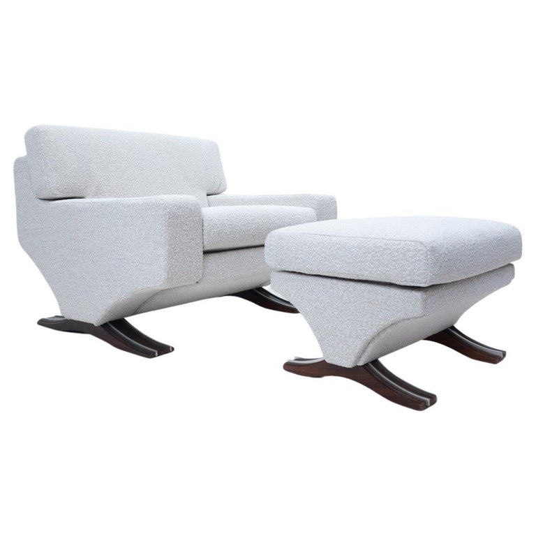 MidCentury Modern Armchair and Ottoman by Franz T. Sartori, Flexform