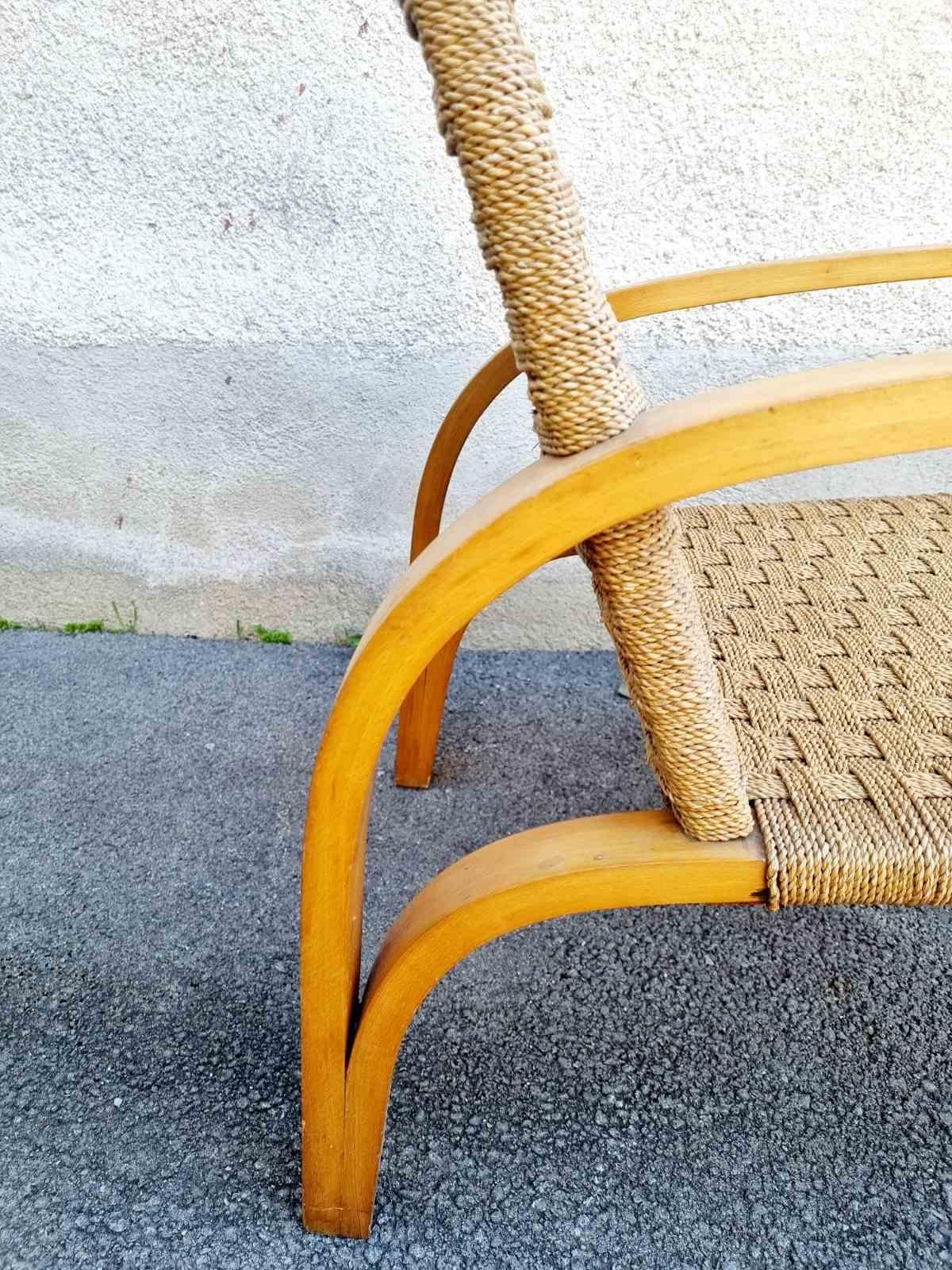 Sillón Moderno de Mitad de Siglo Atribuido a Augusto Romano, Italia Años 60 Soga en venta