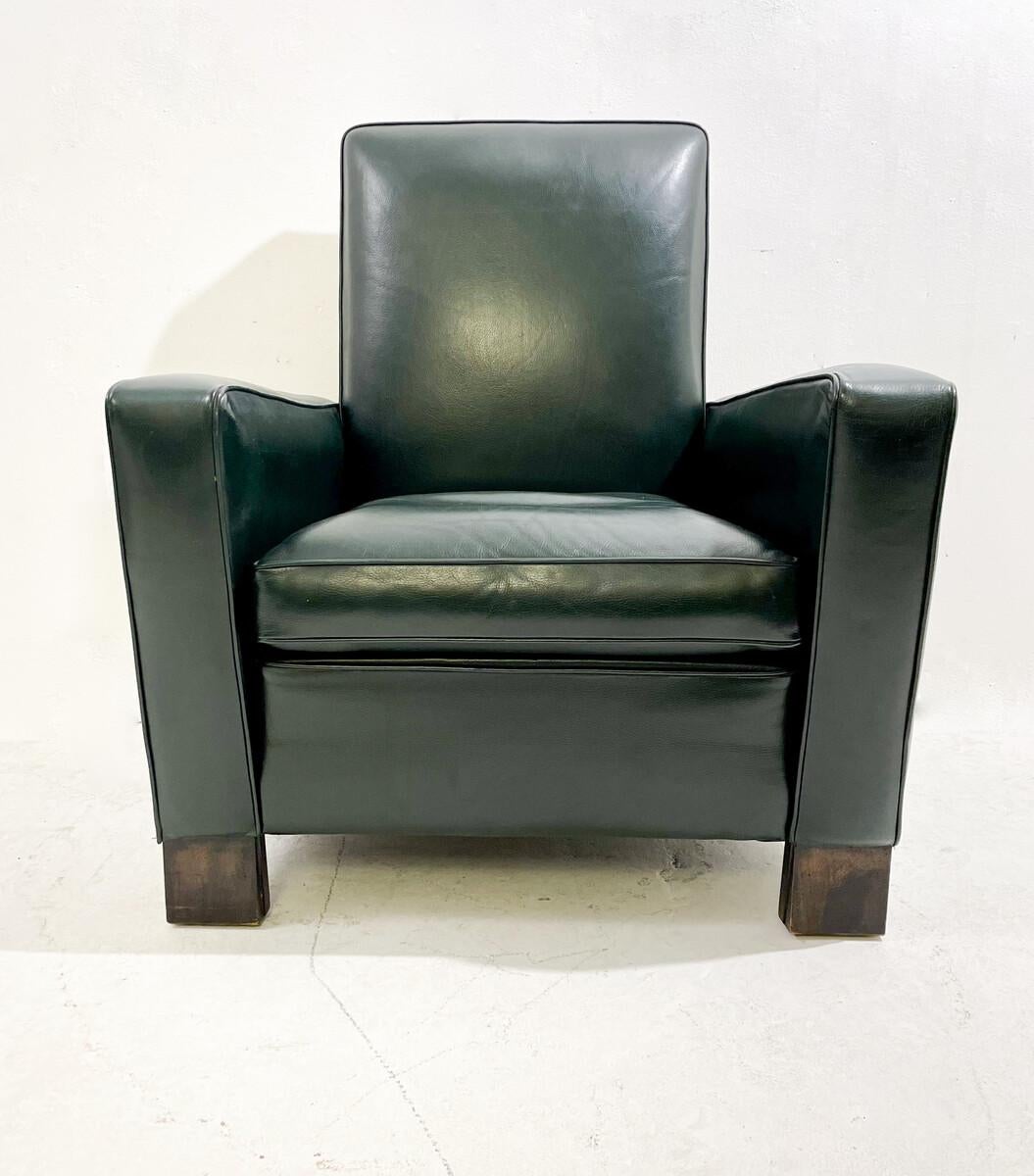 Moderner Sessel aus der Mitte des Jahrhunderts von Emiel Veranneman, Holz und Leder, 1958 (Moderne der Mitte des Jahrhunderts) im Angebot
