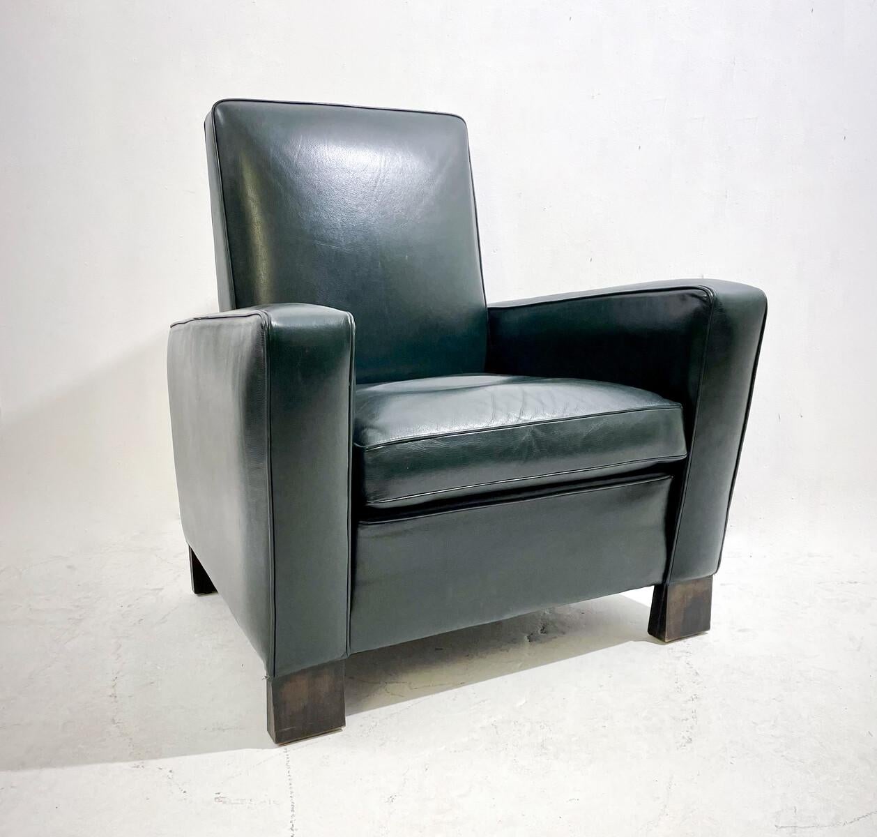 Mid-20th Century Mid-Century Modern Armchair by Emiel Veranneman, Wood and Leather, 1958 For Sale
