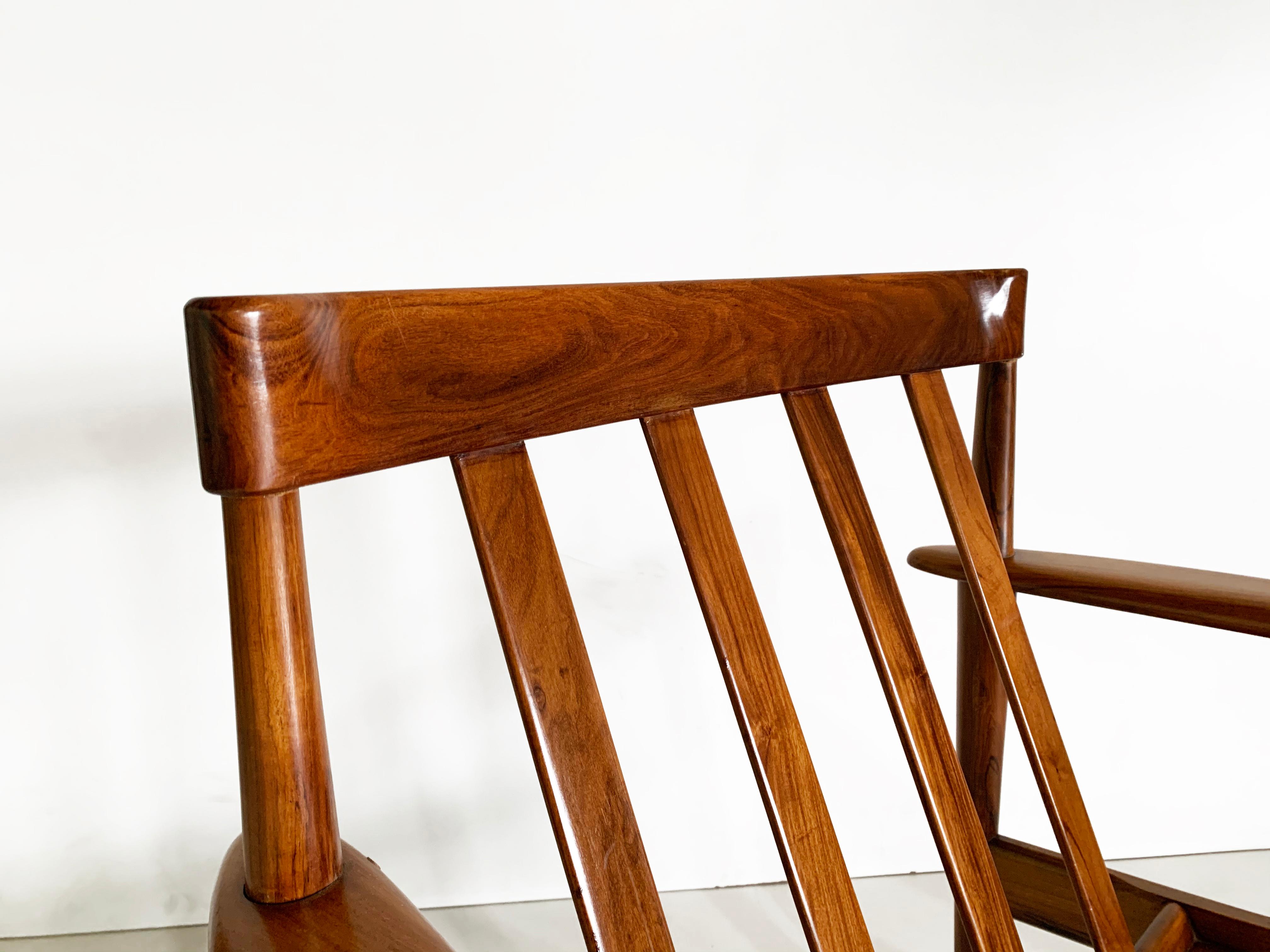Brazilian Mid-Century Modern Armchair by Grete Jalk Made in Solid Caviuna Wood