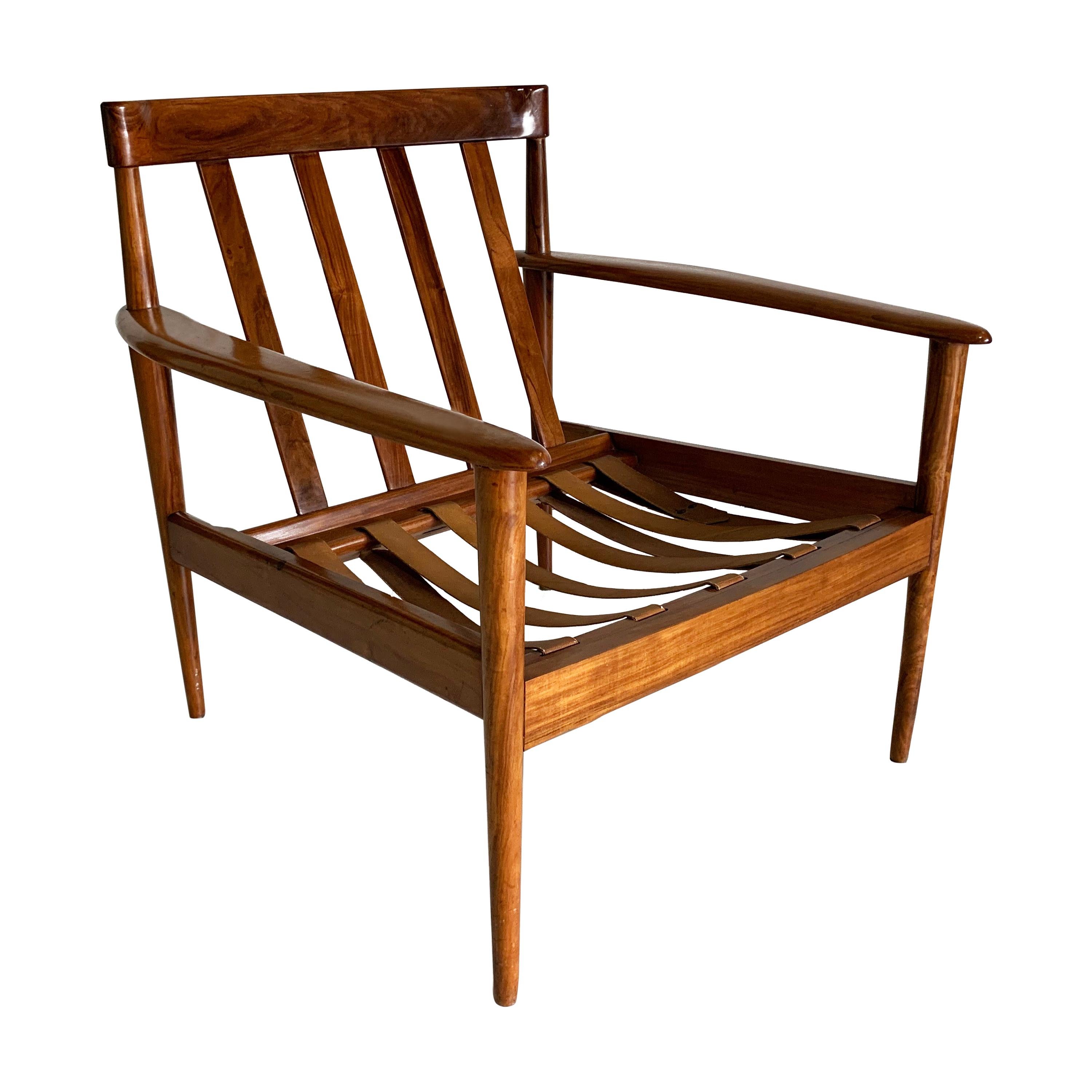 Mid-Century Modern Armchair by Grete Jalk Made in Solid Caviuna Wood
