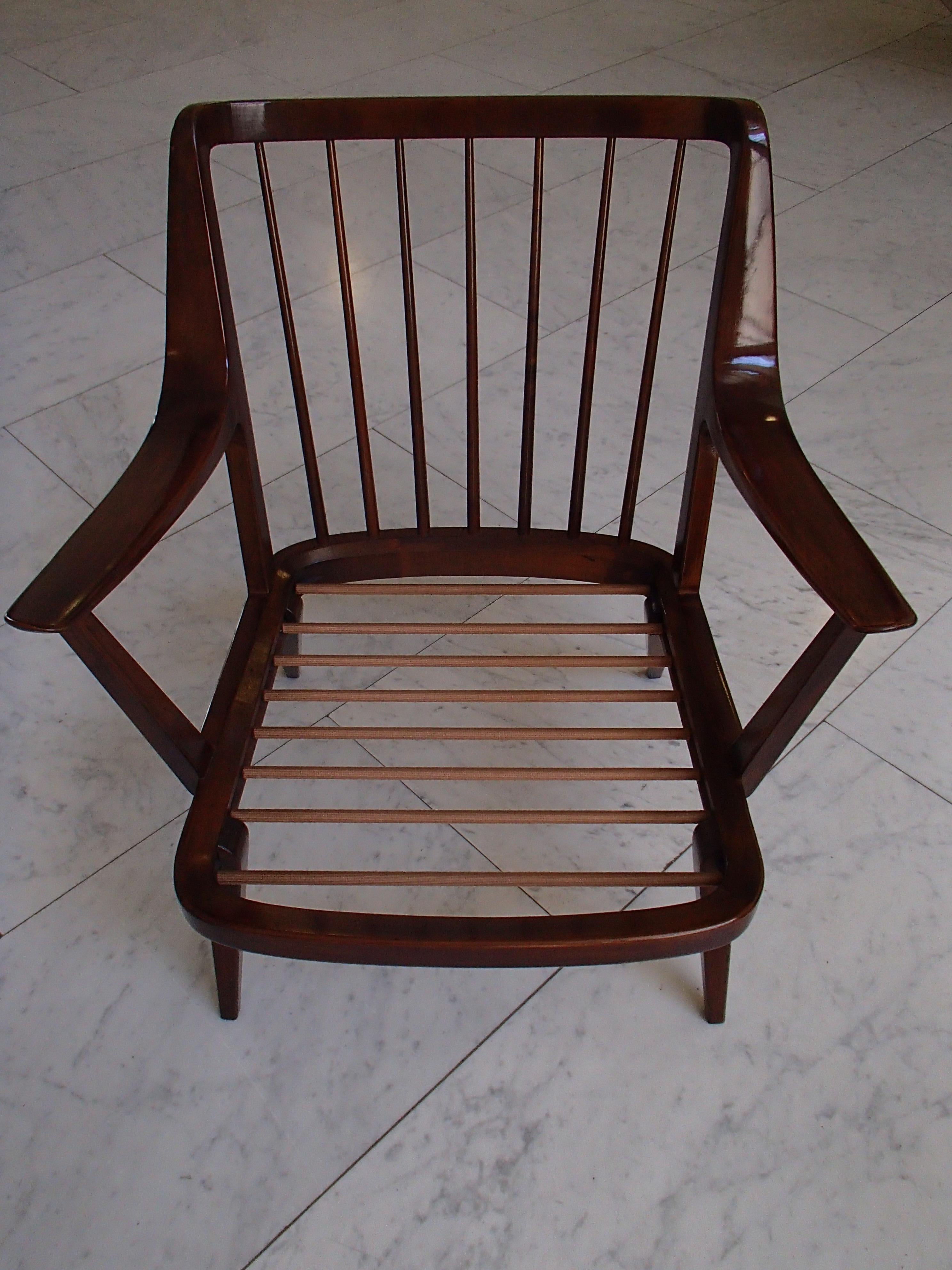Mid-Century Modern Armchair by Knoll Antimott Cushions Orange Tones Stripes For Sale 3