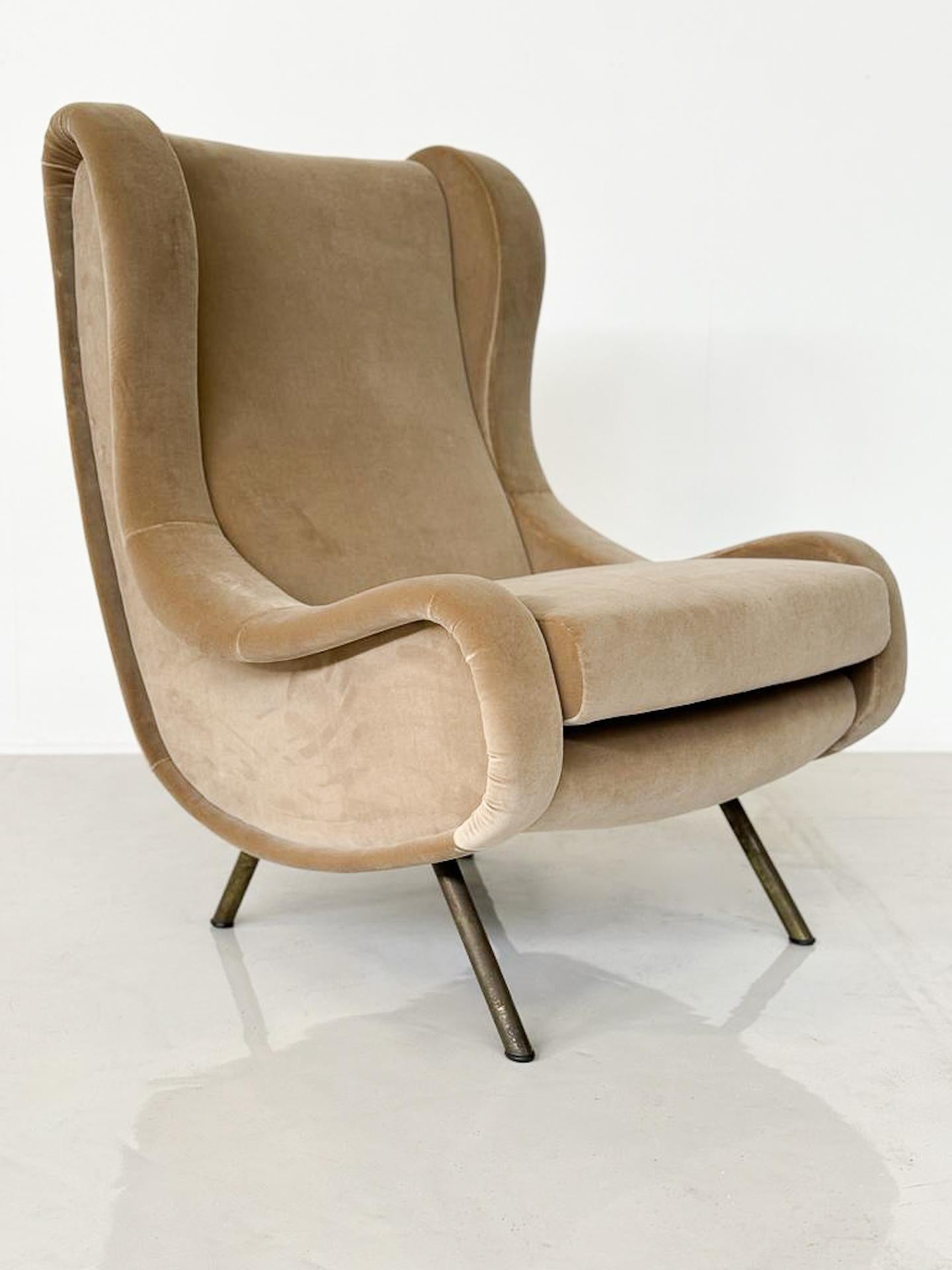 Italian Mid-Century Modern Armchair by Marco Zanuso, Italy, 1960s - New Upholstery For Sale