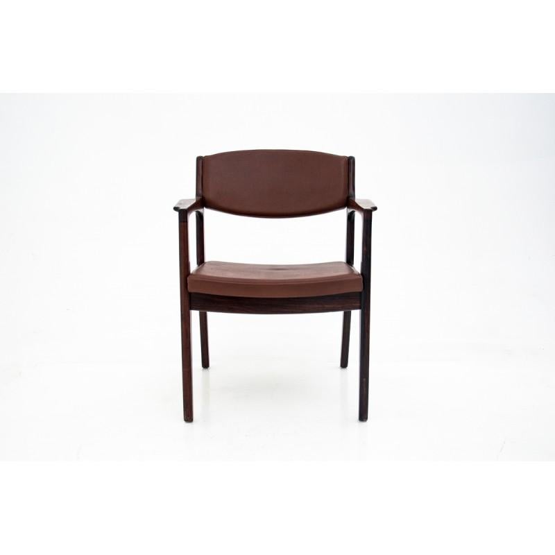 Mid-Century Modern Midcentury Modern Brown Leather Armchair, Danish Design, 1960s
