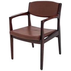 Midcentury Modern Brown Leather Armchair, Danish Design, 1960s