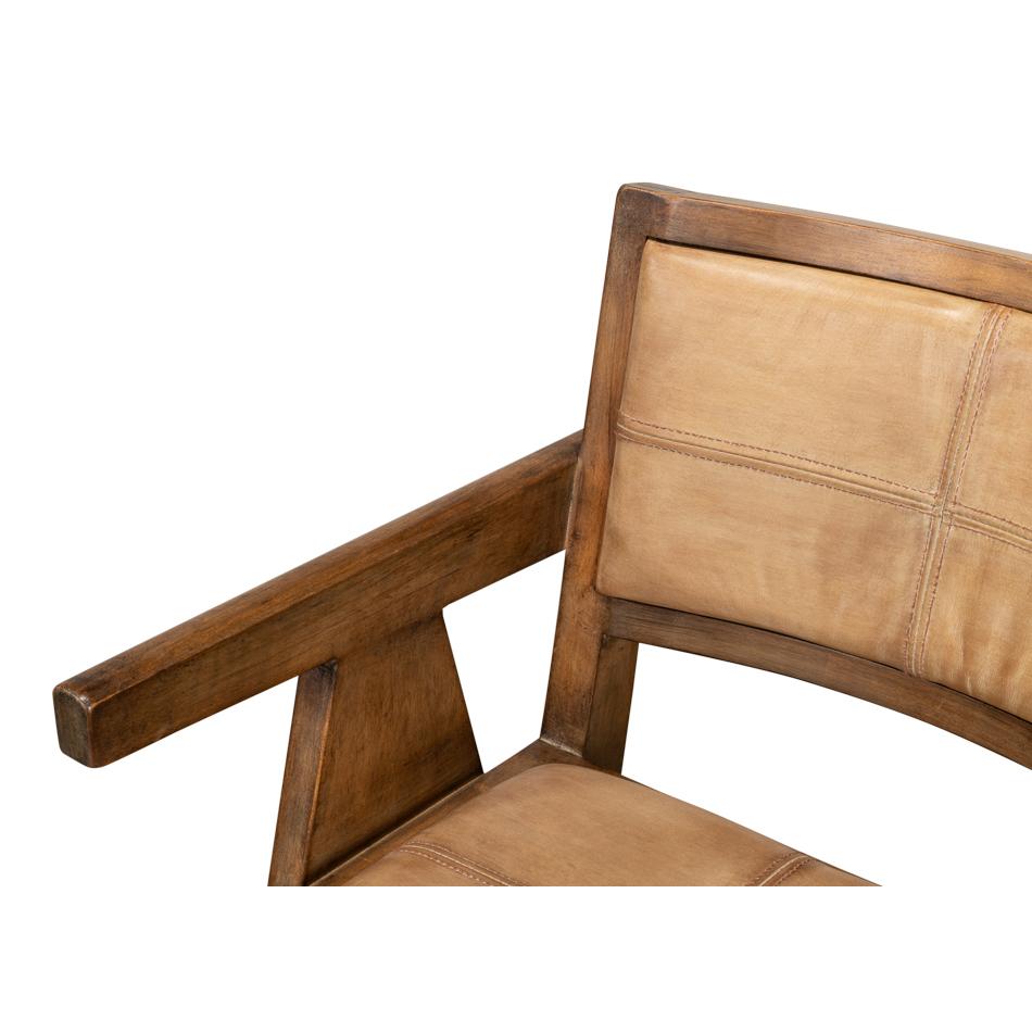 Sillón moderno de mediados de siglo Cuero en venta