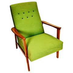 Mid-Century Modern Armchair in Apple Green Upholstery, 1970s