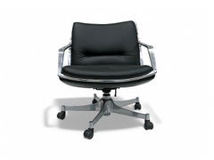 Mid-Century Modern Armchair in Black Leather & Metal by Jorge Zalszupin, Brazil