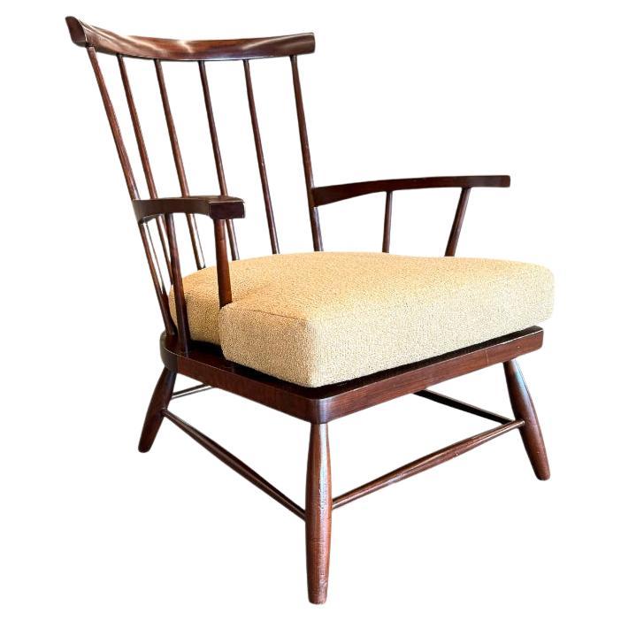 Mid-Century Modern Armchair in Hardwood & Boucle, A Forma Decorativa, Brazil For Sale