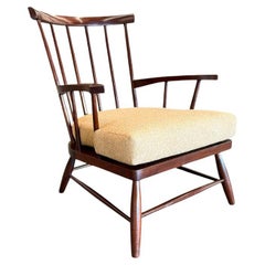 Sillón Moderno de Mitad de Siglo en Madera Dura y Boucle, A Forma Decorativa, Brasil