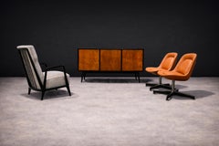 Mid-Century Modern Armchair in Hardwood & Grey Fabric, Scapinelli, 1950’s Brazil