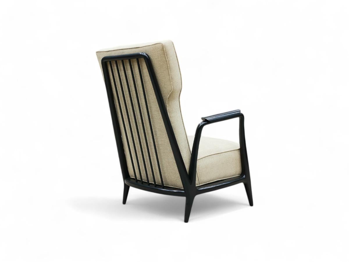 Brazilian Mid-Century Modern Armchair in Hardwood & Grey Fabric, Scapinelli, 1950’s Brazil For Sale