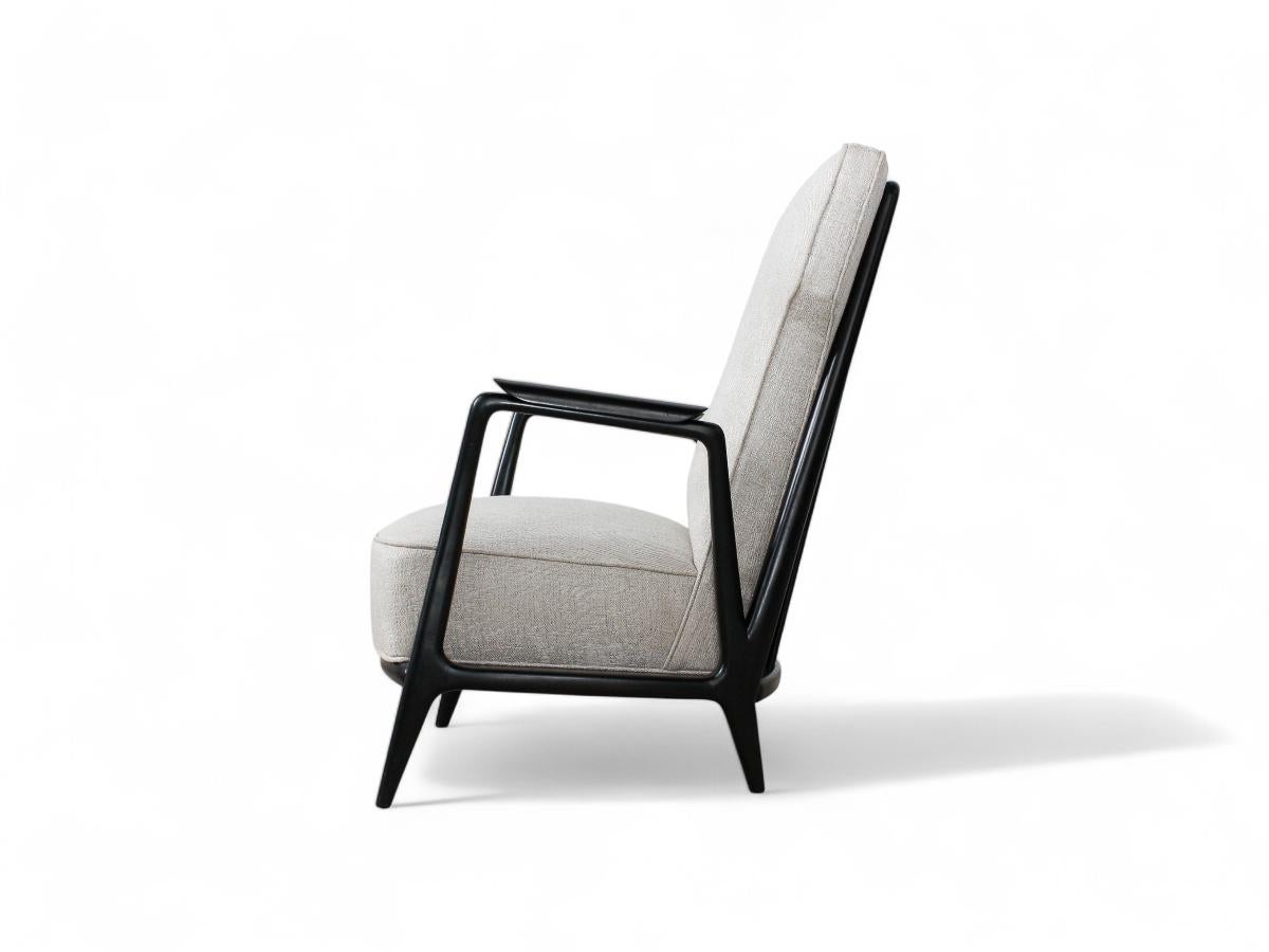 Brazilian Mid-Century Modern Armchair in Hardwood & Grey Fabric, Scapinelli, 1950’s Brazil For Sale