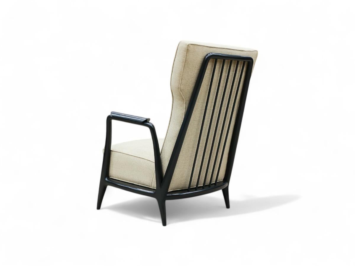 Mid-Century Modern Armchair in Hardwood & Grey Fabric, Scapinelli, 1950’s Brazil In Good Condition For Sale In New York, NY