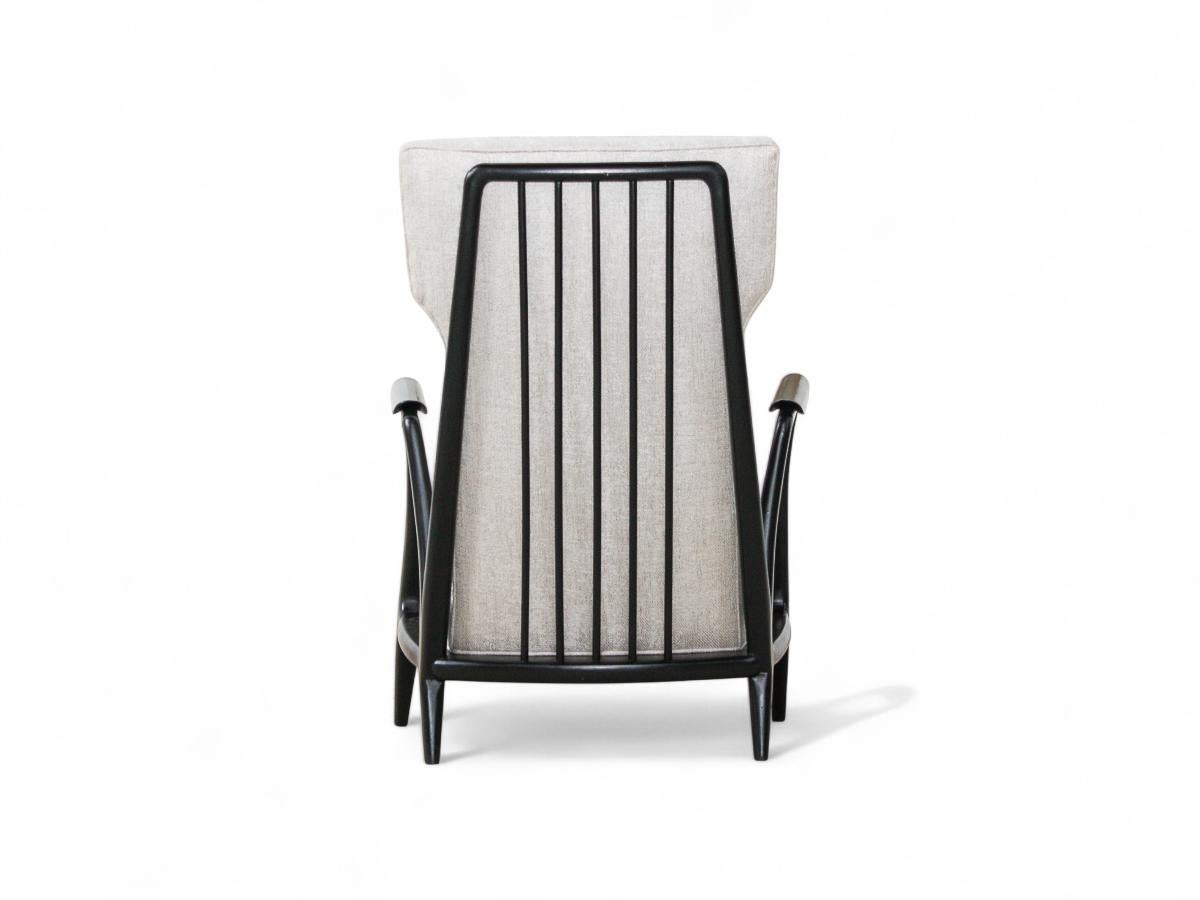 Mid-Century Modern Armchair in Hardwood & Grey Fabric, Scapinelli, 1950’s Brazil In Good Condition For Sale In New York, NY