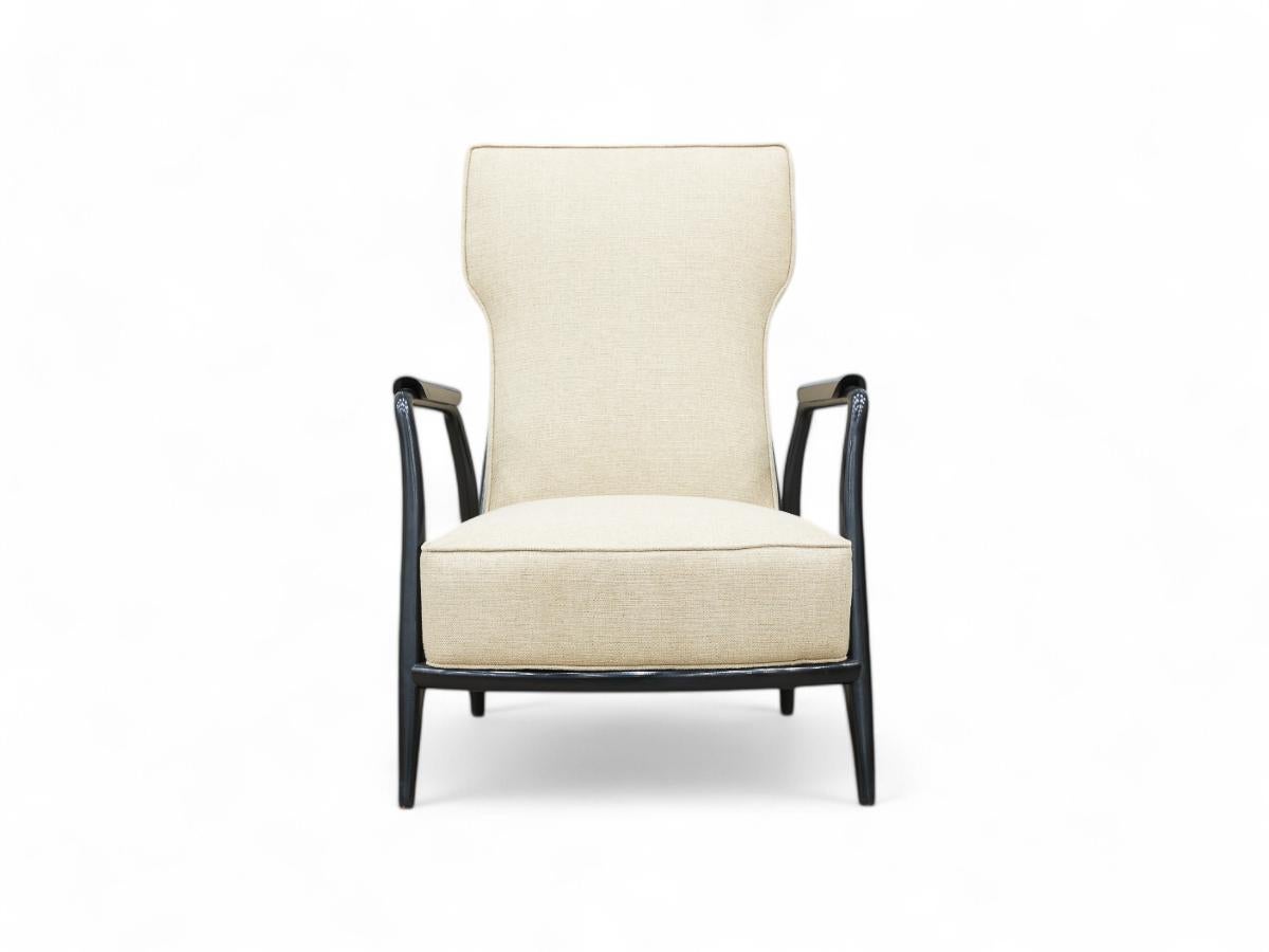 20th Century Mid-Century Modern Armchair in Hardwood & Grey Fabric, Scapinelli, 1950’s Brazil For Sale