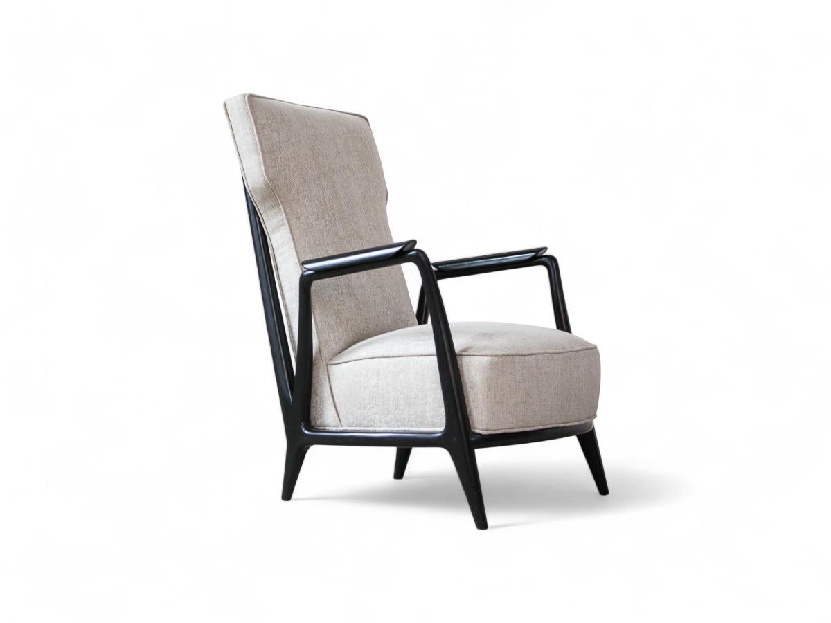 Mid-Century Modern Armchair in Hardwood & Grey Fabric, Scapinelli, 1950’s Brazil For Sale 2
