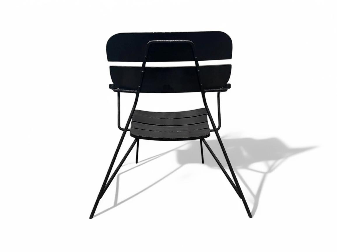 Mid Century Modern Armchair in Metal & Wood by Carlo Hauner, Brazil, 1950s In Good Condition For Sale In New York, NY
