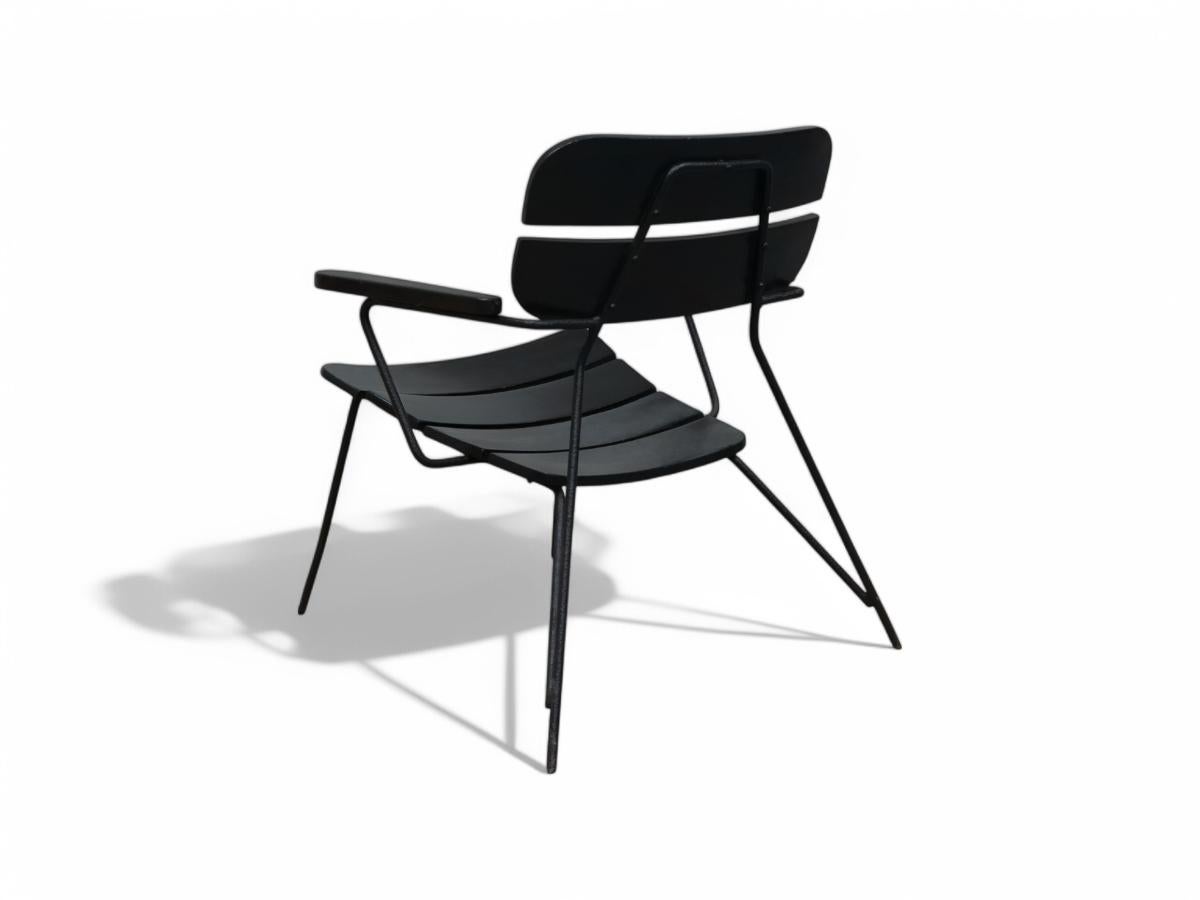 20th Century Mid Century Modern Armchair in Metal & Wood by Carlo Hauner, Brazil, 1950s For Sale