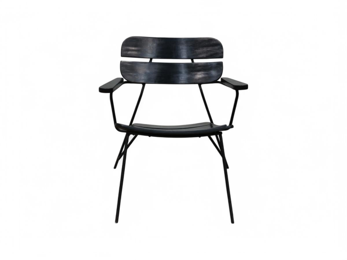 Mid-Century Modern Mid Century Modern Armchair in Metal & Wood by Carlo Hauner, Brazil, 1950s For Sale