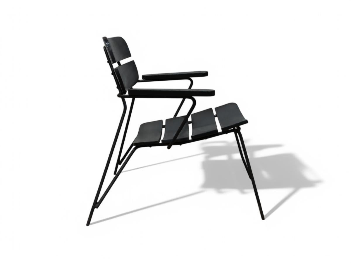 Brazilian Mid Century Modern Armchair in Metal & Wood by Carlo Hauner, Brazil, 1950s For Sale