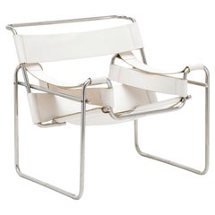 Mid-Century Modern Armchair in White Leather & Chrome, France, 1960