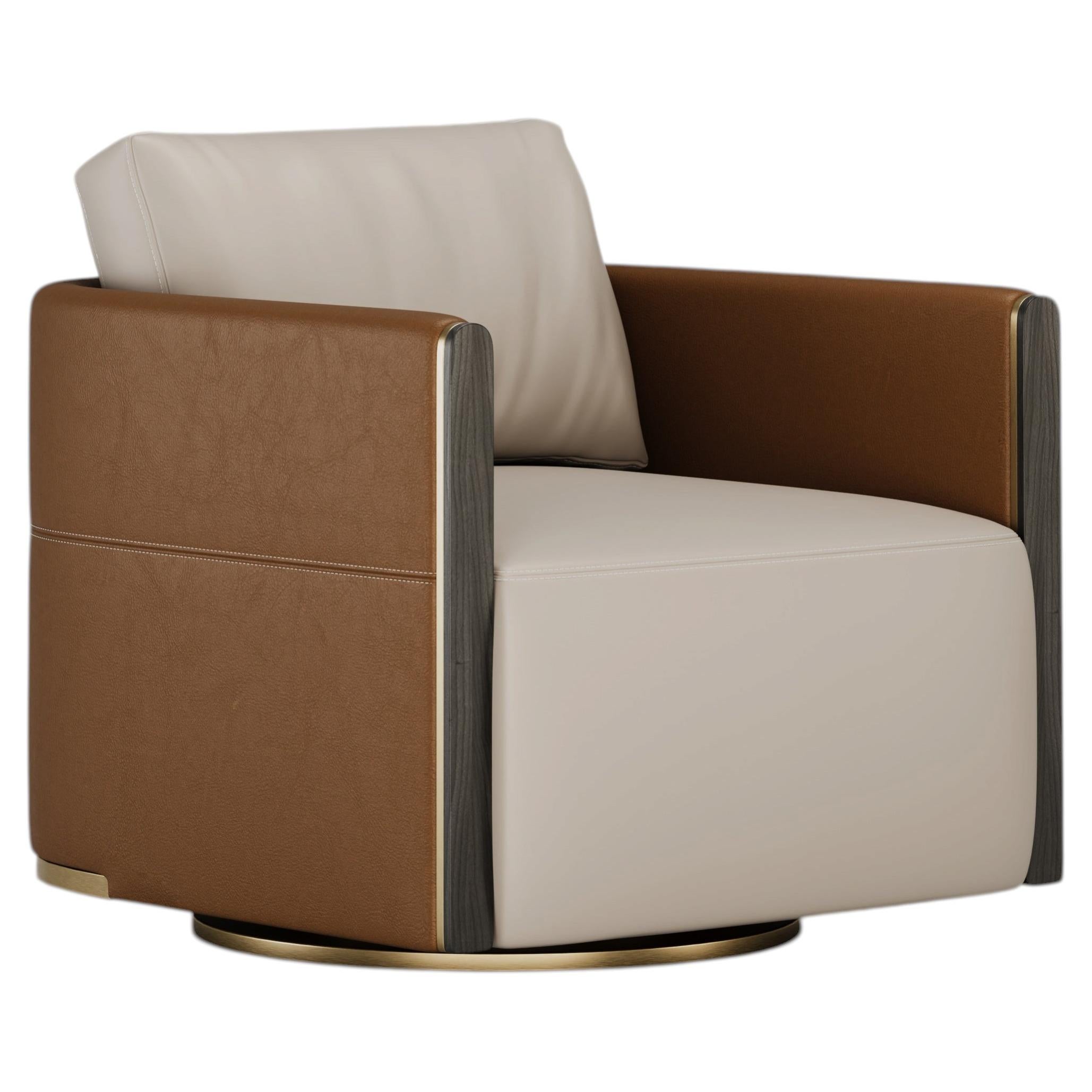 Fauteuil moderne du milieu du siècle en cuir Nabuk