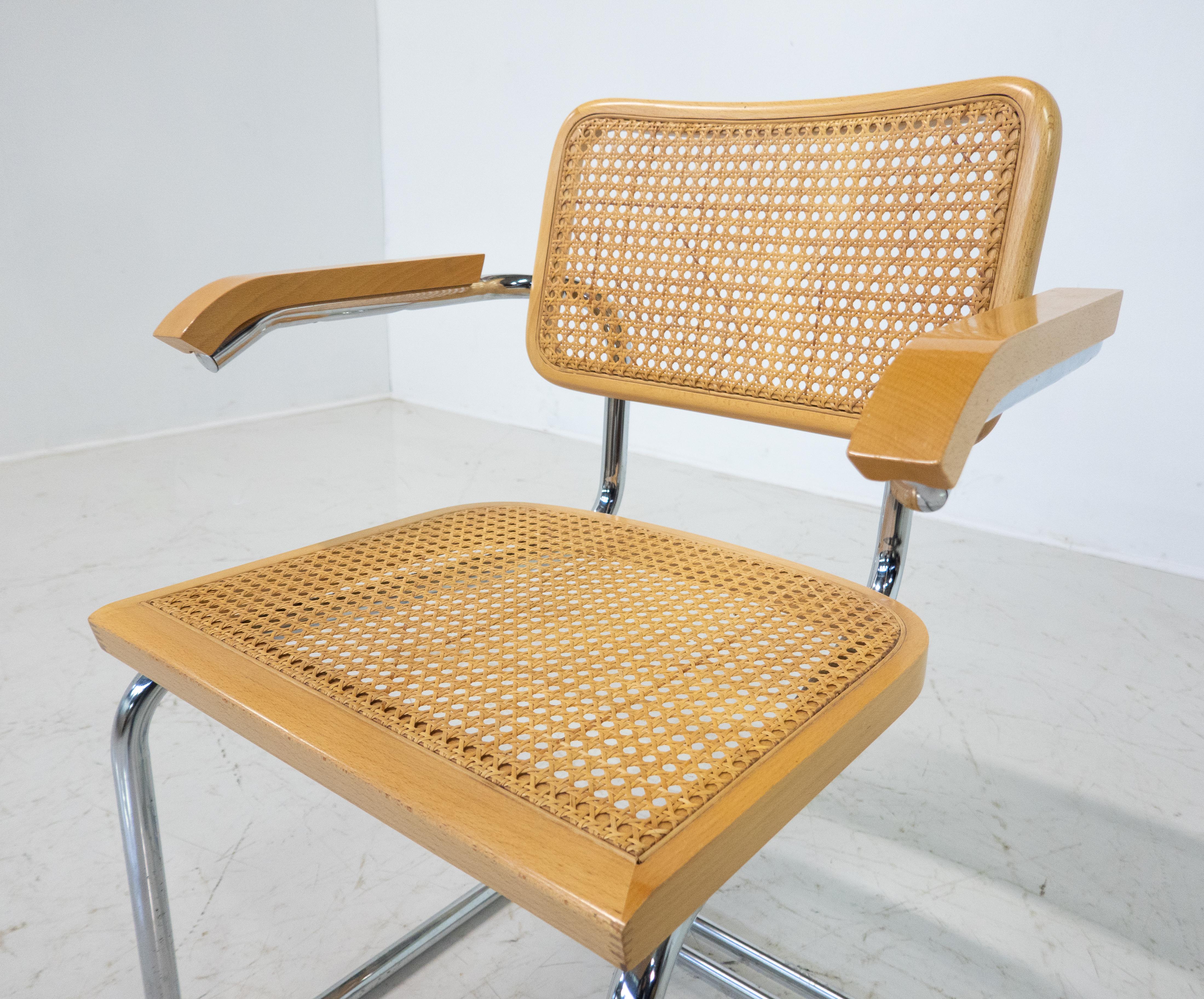 Late 20th Century Mid-Century Modern Armchair, Marcel Breuer Style , Italy - 4 available For Sale