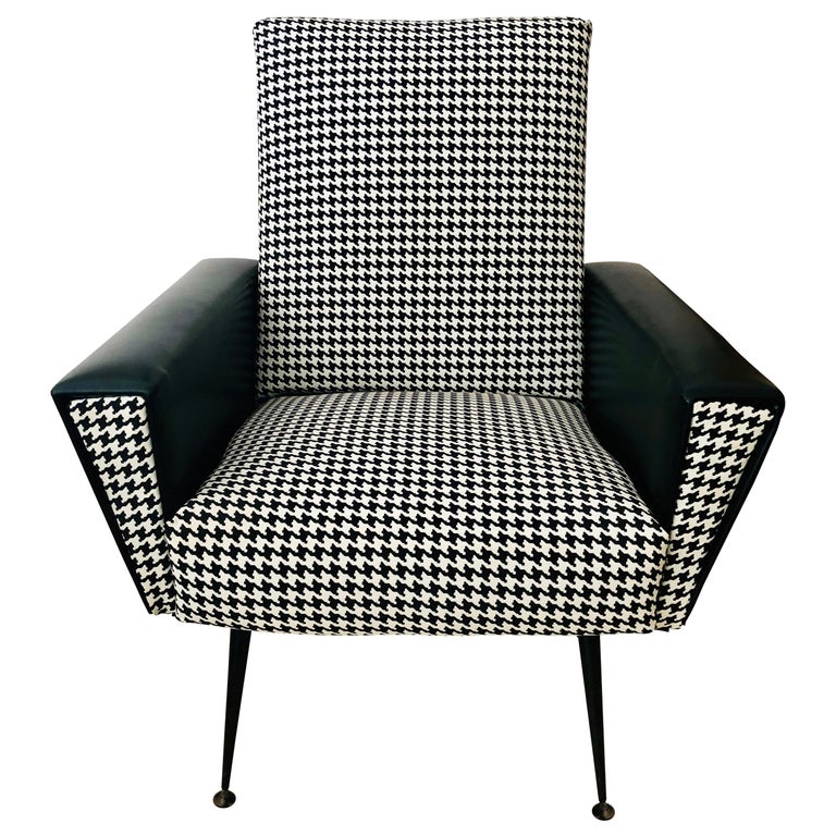 MidCentury Modern Armchair or Lounge Chair Black and White, 1960s For