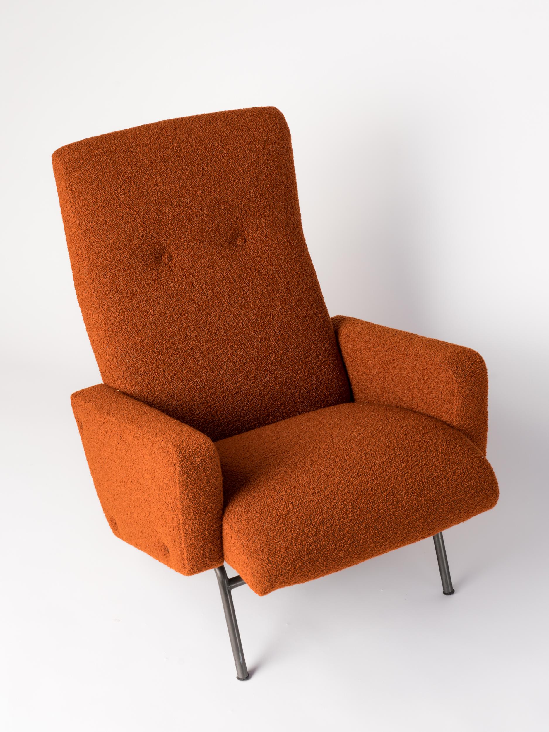 Mid-Century Modern Armchair & Ottoman by Georges Frydman - France 1960's For Sale 2