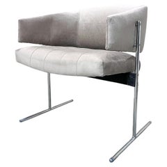 Fauteuil senior moderne du milieu du siècle en métal et en daim, Jorge Zalszupin, vers les années 1960