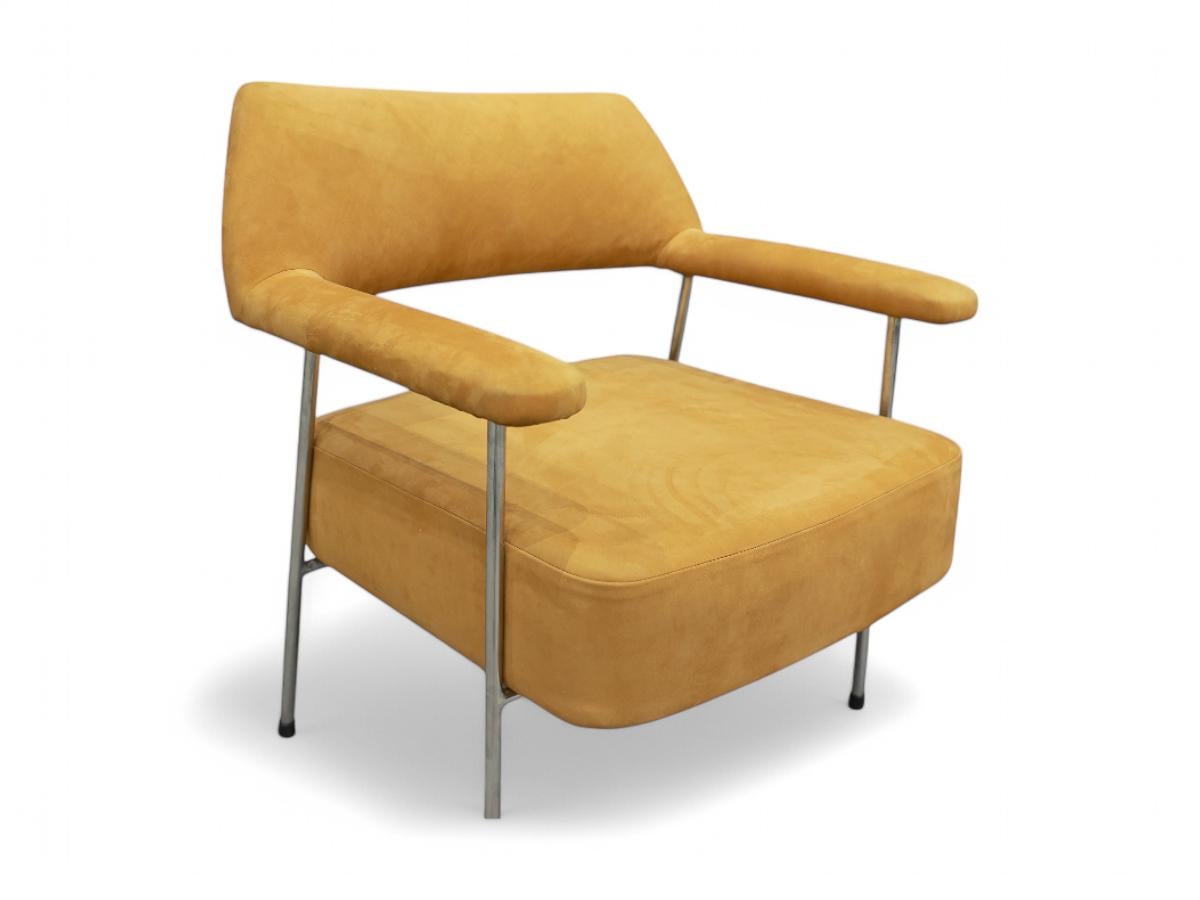 Mid-Century Modern Armchair Set in Metal and Suede by Joaquim Tenreiro, Brazil For Sale 6
