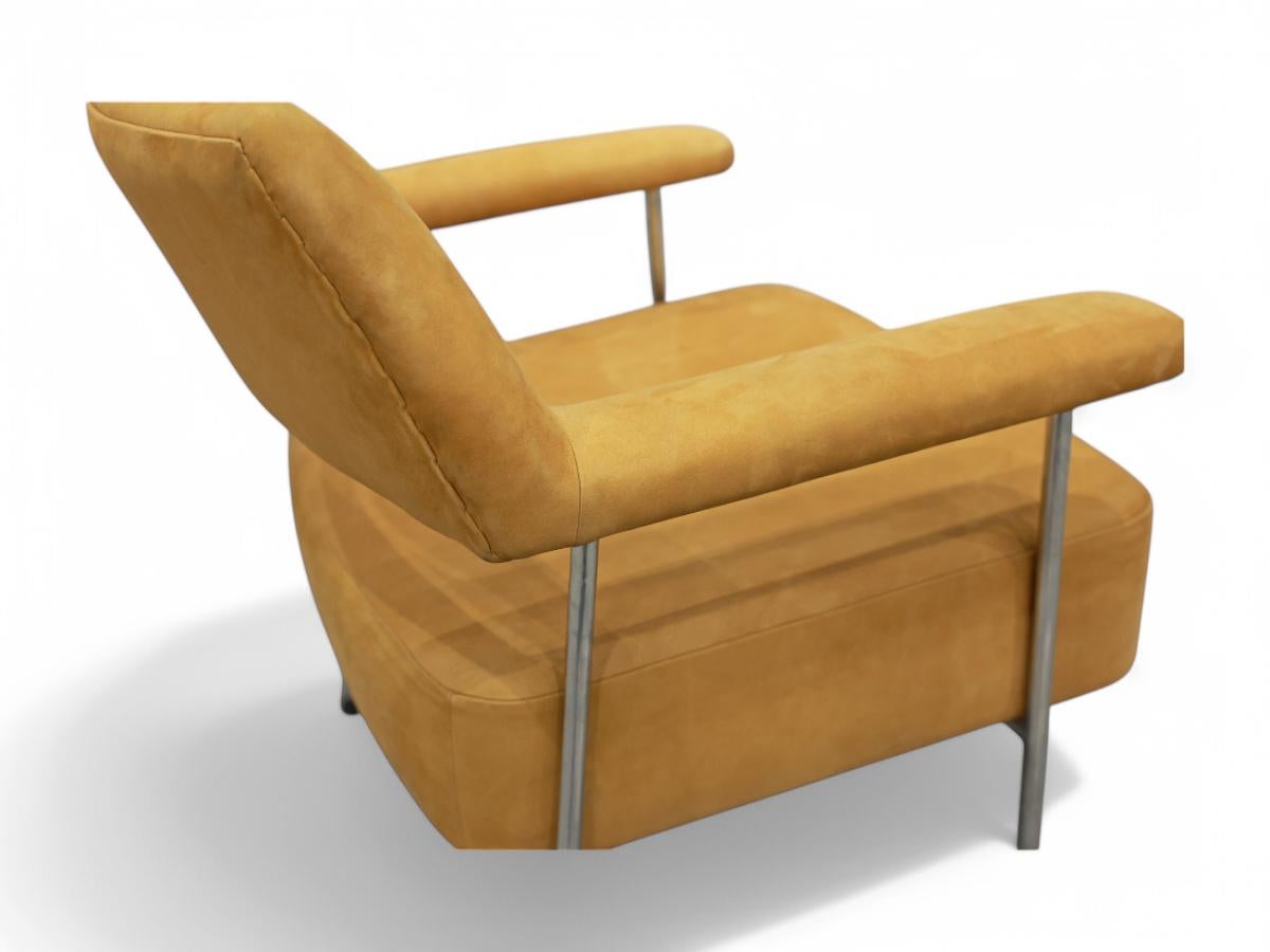 Mid-Century Modern Armchair Set in Metal and Suede by Joaquim Tenreiro, Brazil For Sale 7