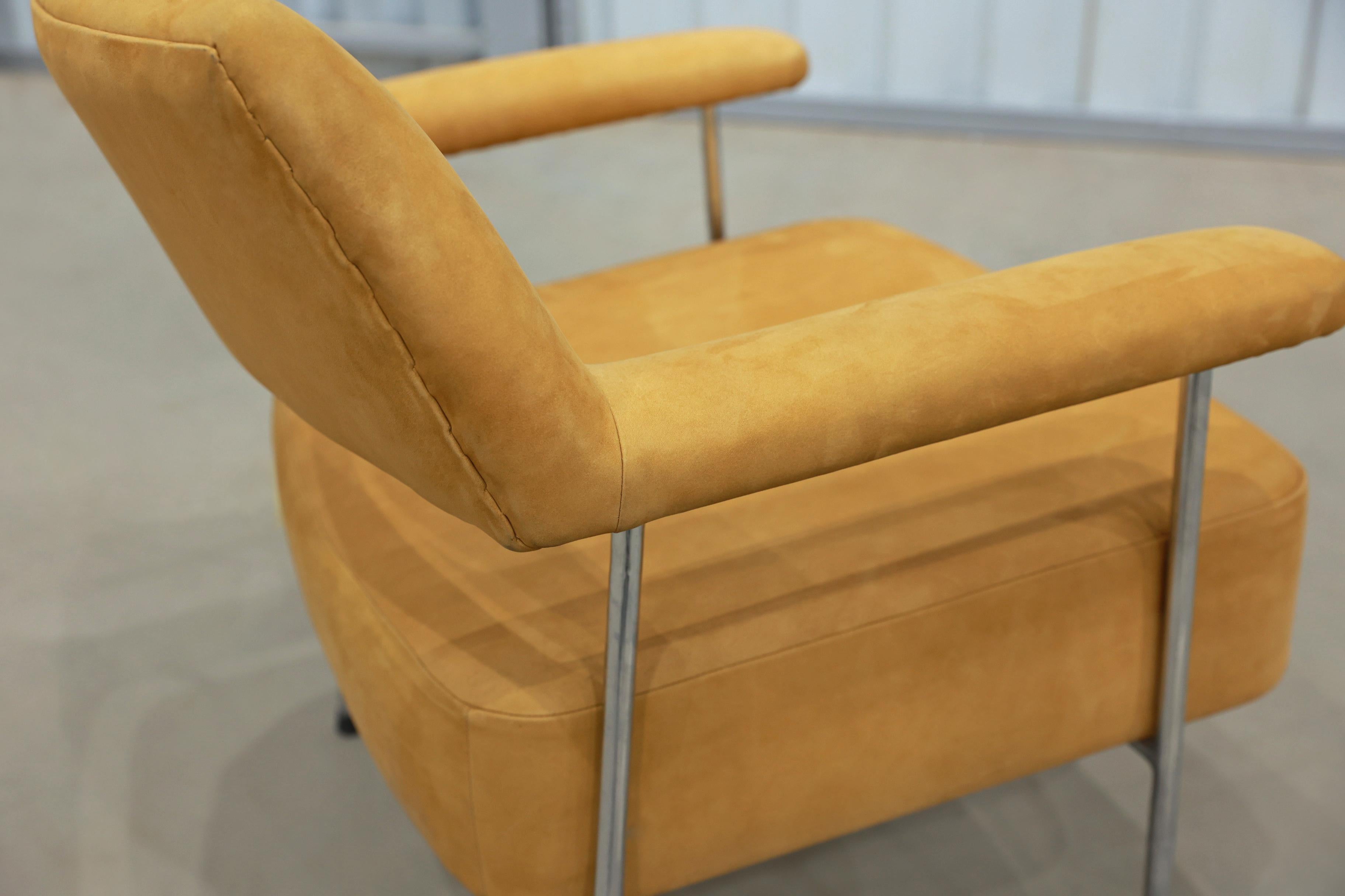 Mid-Century Modern Armchair Set in Metal and Suede by Joaquim Tenreiro, Brazil For Sale 2