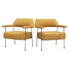 Mid-Century Modern Armchair Set in Metal and Suede by Joaquim Tenreiro, Brazil