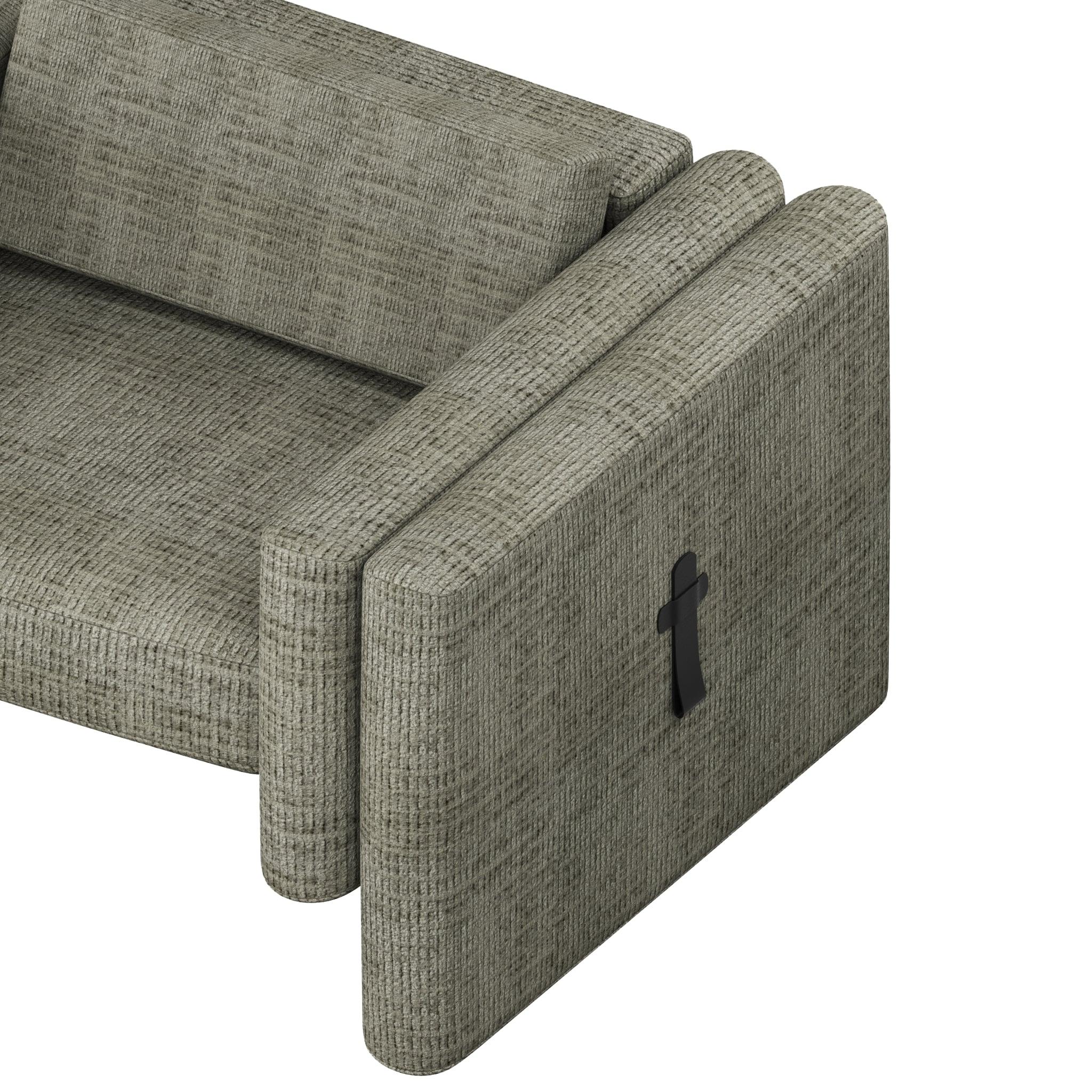Mid-Century Modern Armchair Upholstered Forest Green Corduroy Leather Details In New Condition For Sale In Porto, PT