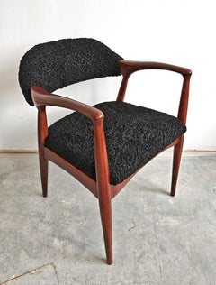 Mid Century Modern Armchair upholstered in astrakhan lambskin, Yugoslavia 1960s