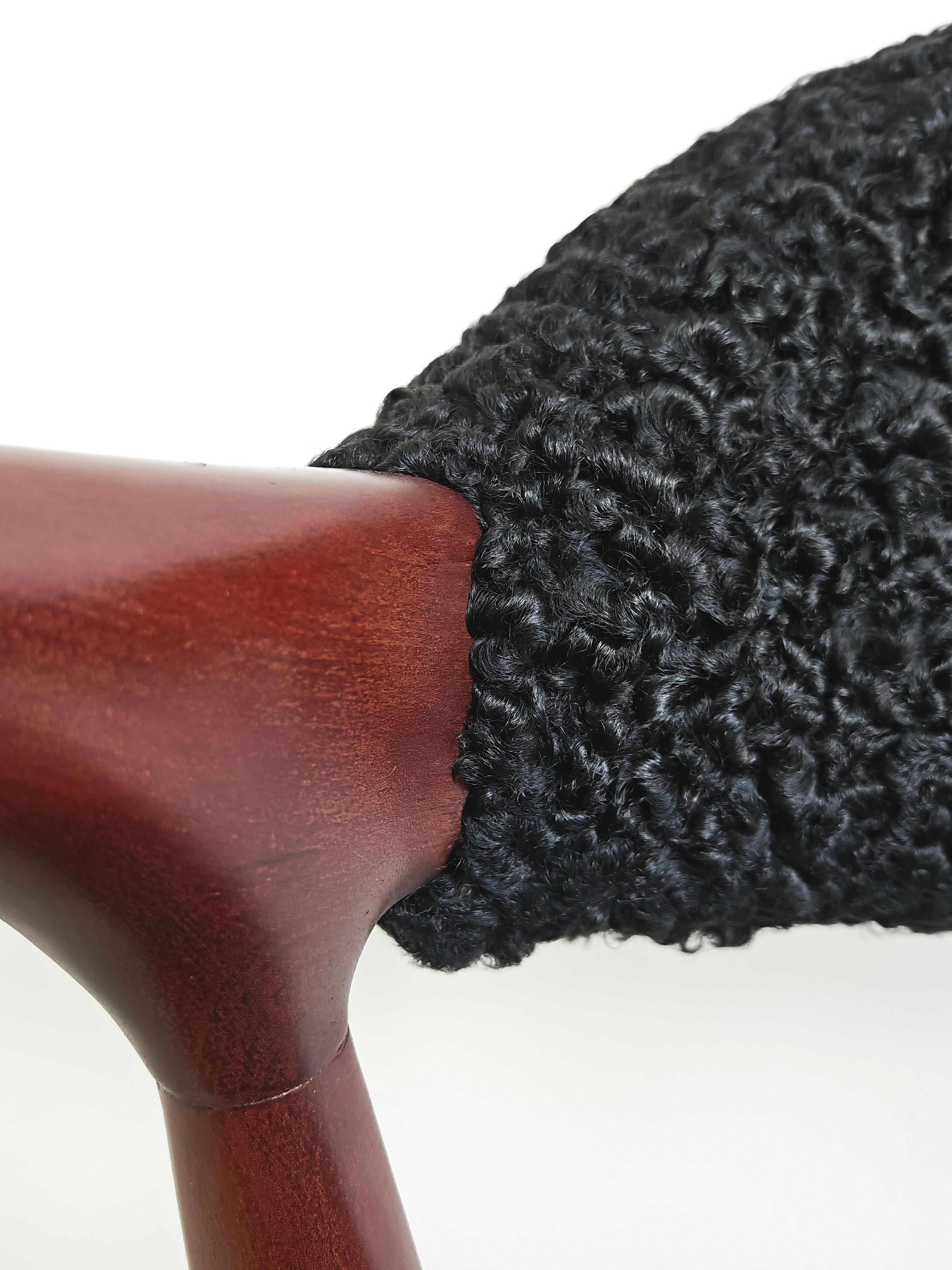 Mid-Century Modern Mid Century Modern Armchair upholstered in astrakhan fur, Yugoslavia 1960s For Sale