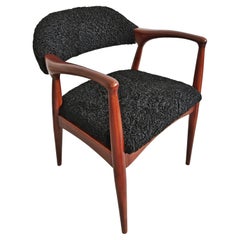 Mid Century Modern Armchair upholstered in astrakhan fur, Yugoslavia 1960s