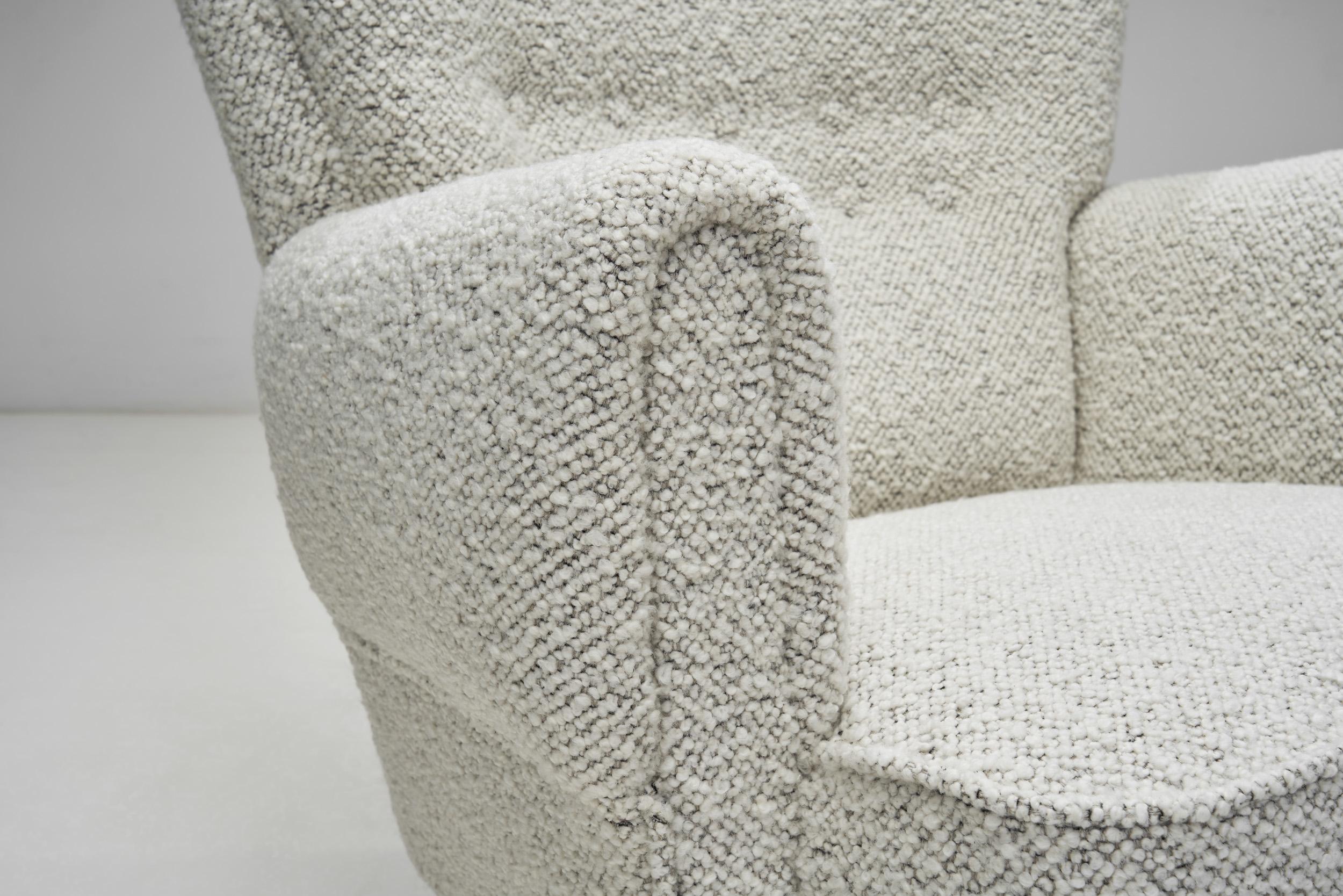 Sillón Moderno de Mitad de Siglo Tapizado en Tela Bouclé, Europa Siglo XX en venta 6