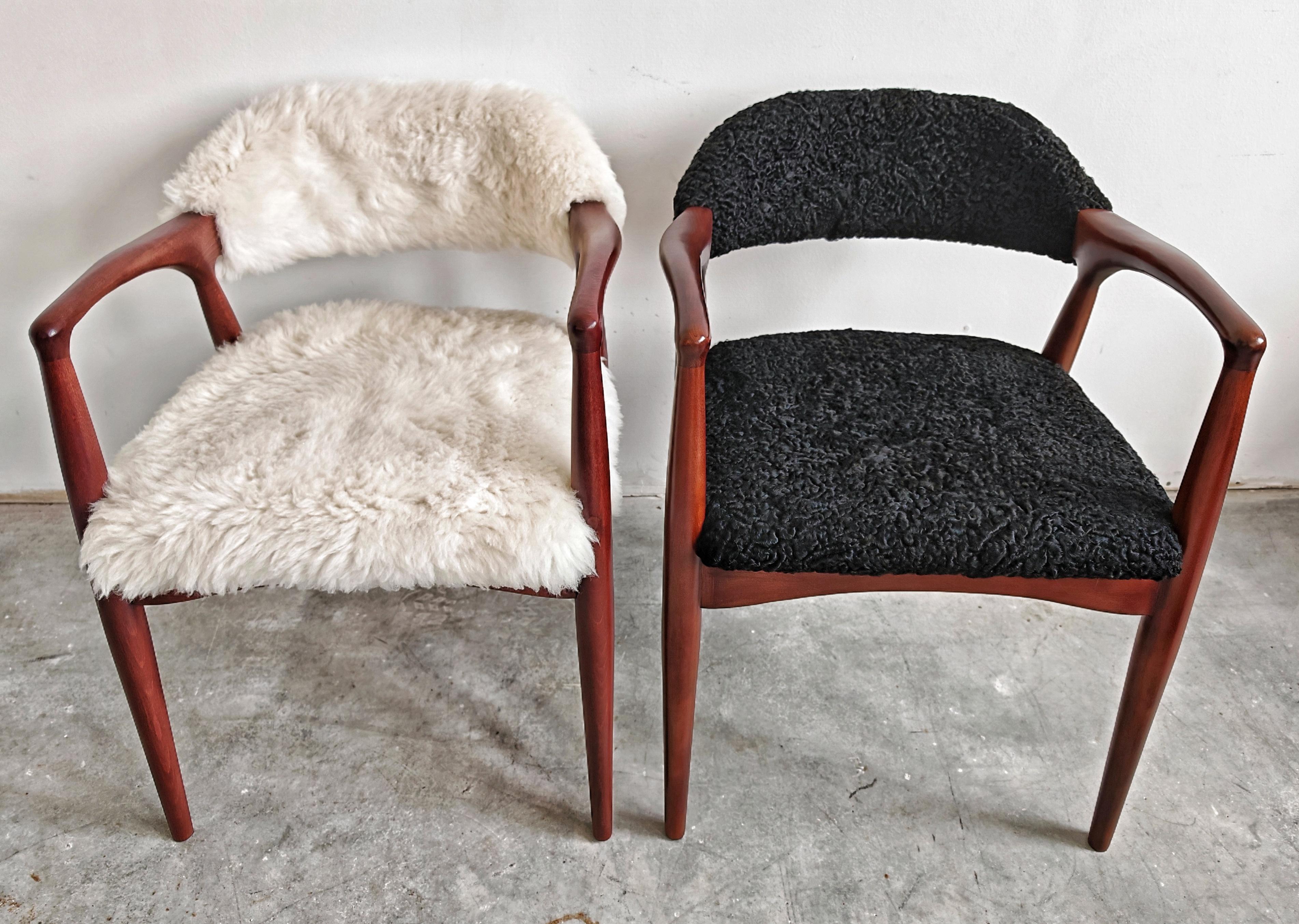 Mid Century Modern Armchair upholstered in lambskin, Yugoslavia 1960s For Sale 7
