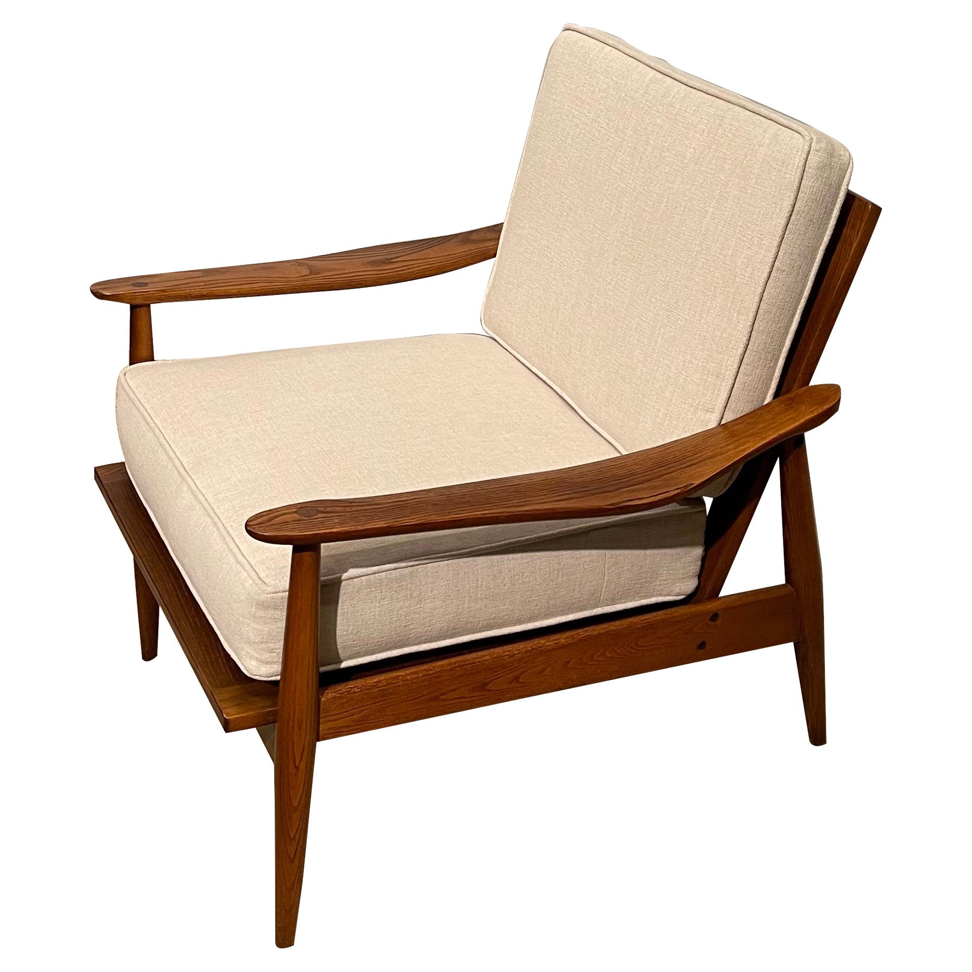 Mid-Century Modern Armchair W New Seat & Back Cushions For Sale