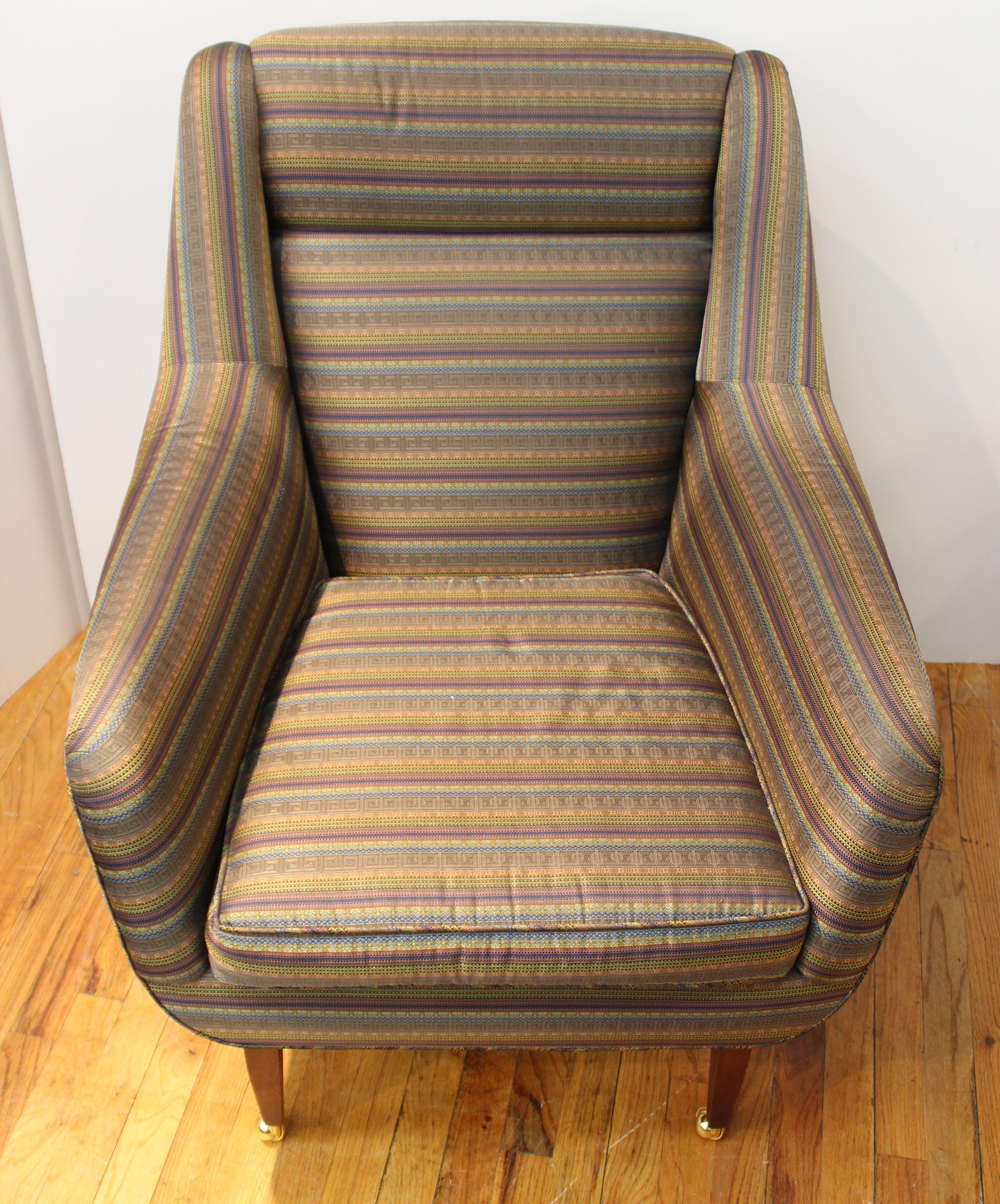 Mid-Century Modern Armchair with Foot Stool on Casters In Good Condition In New York, NY