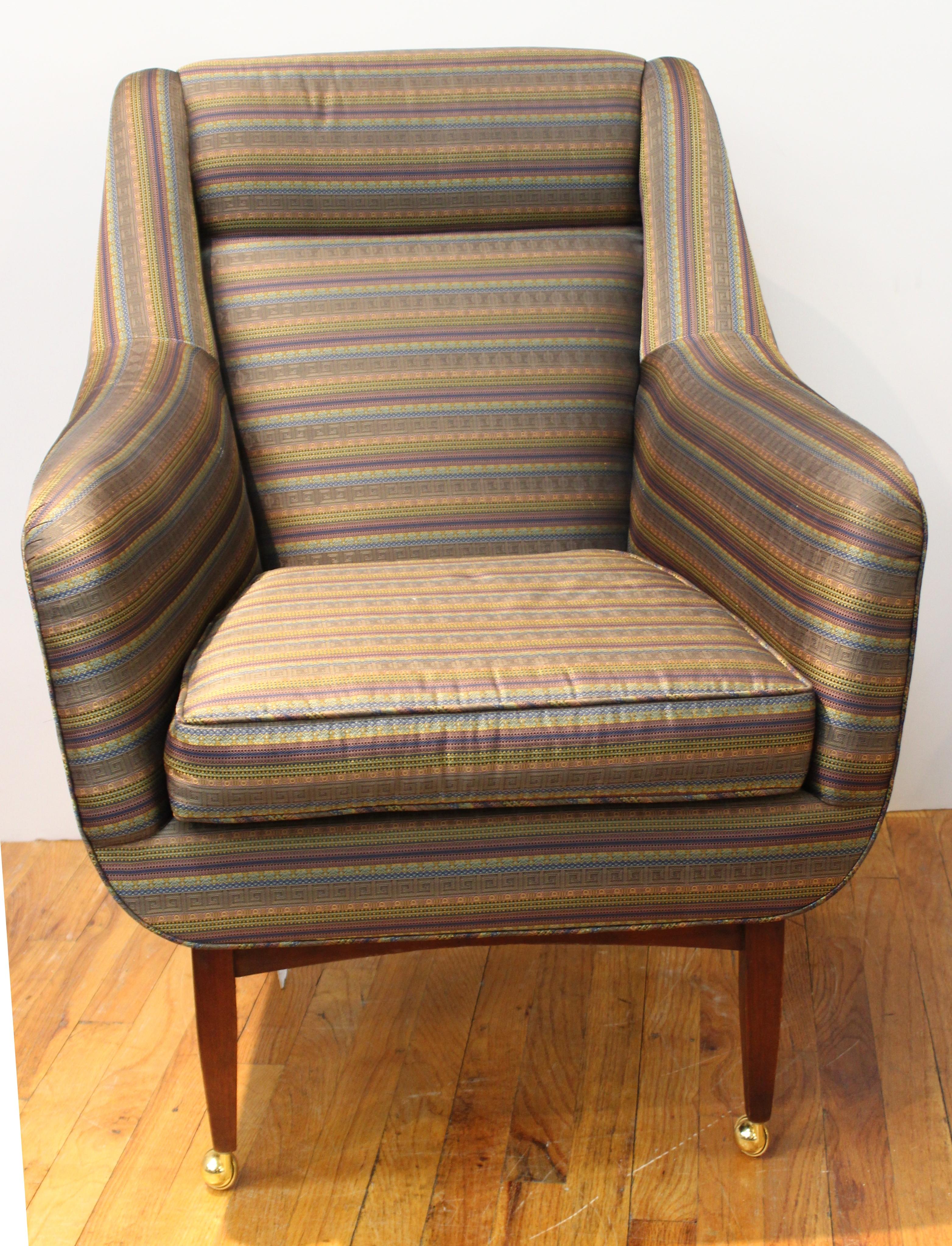 20th Century Mid-Century Modern Armchair with Foot Stool on Casters