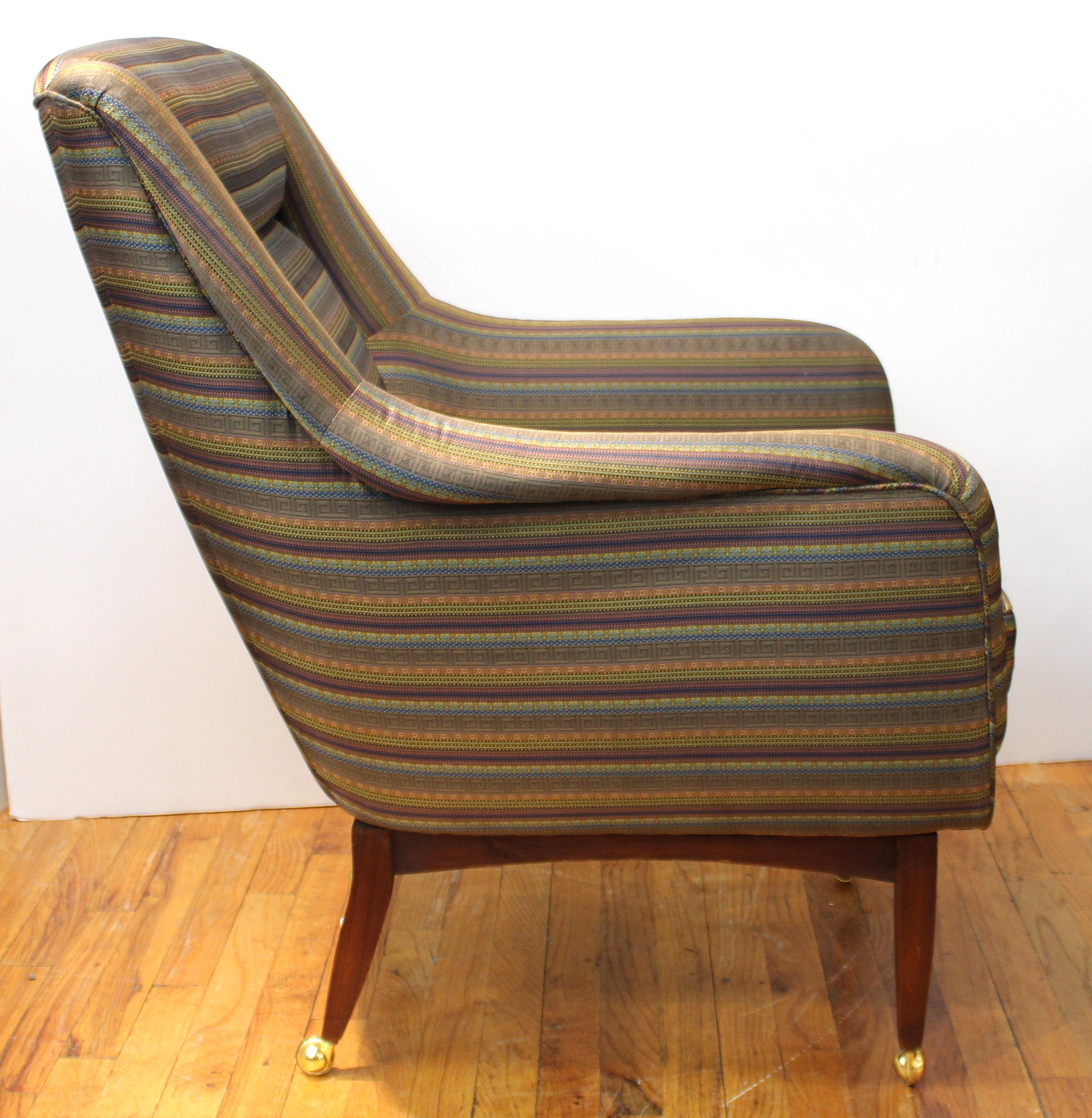 Mid-Century Modern Armchair with Foot Stool on Casters 1